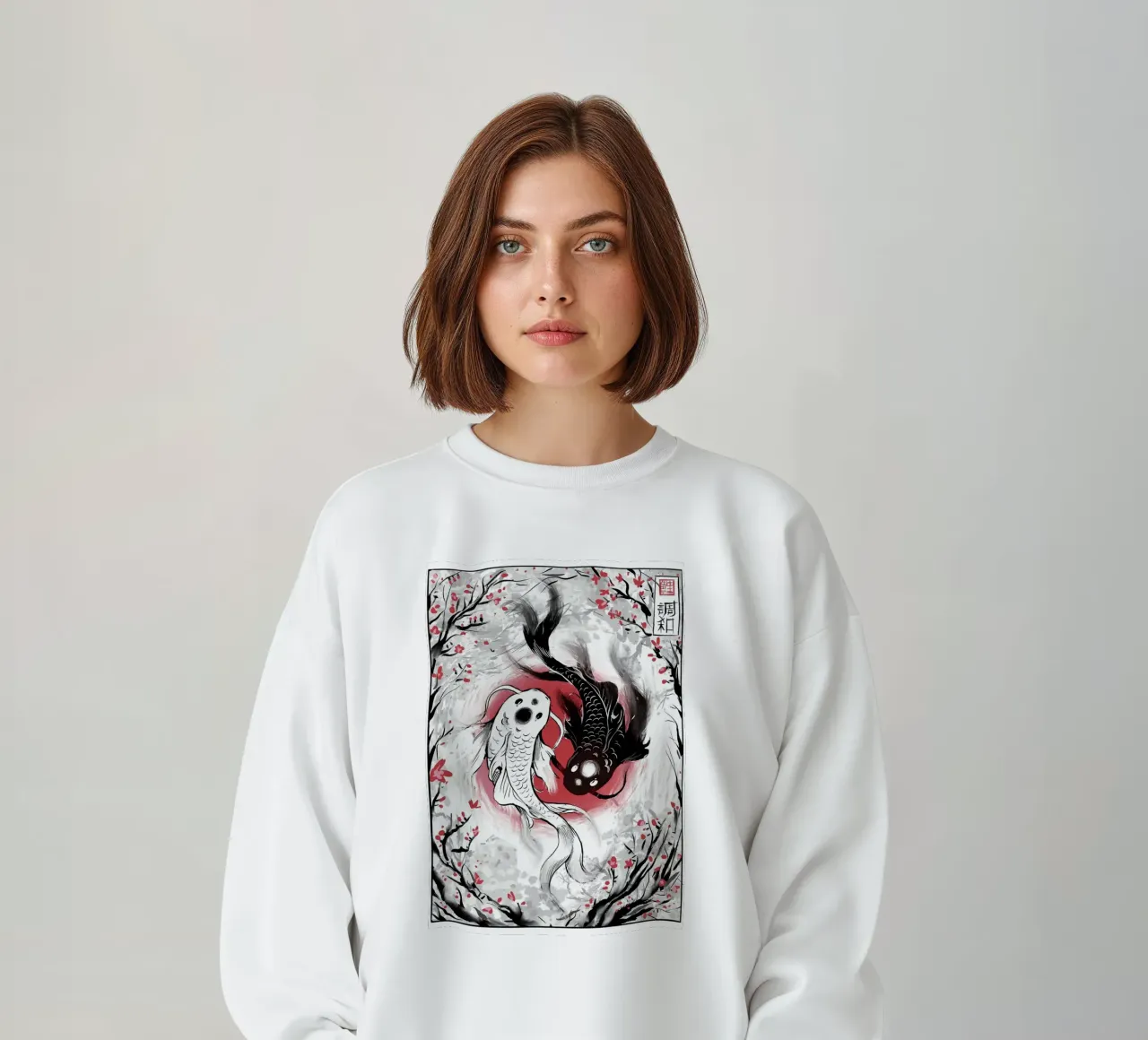 Pesce koi Yin yang felpa da mesa