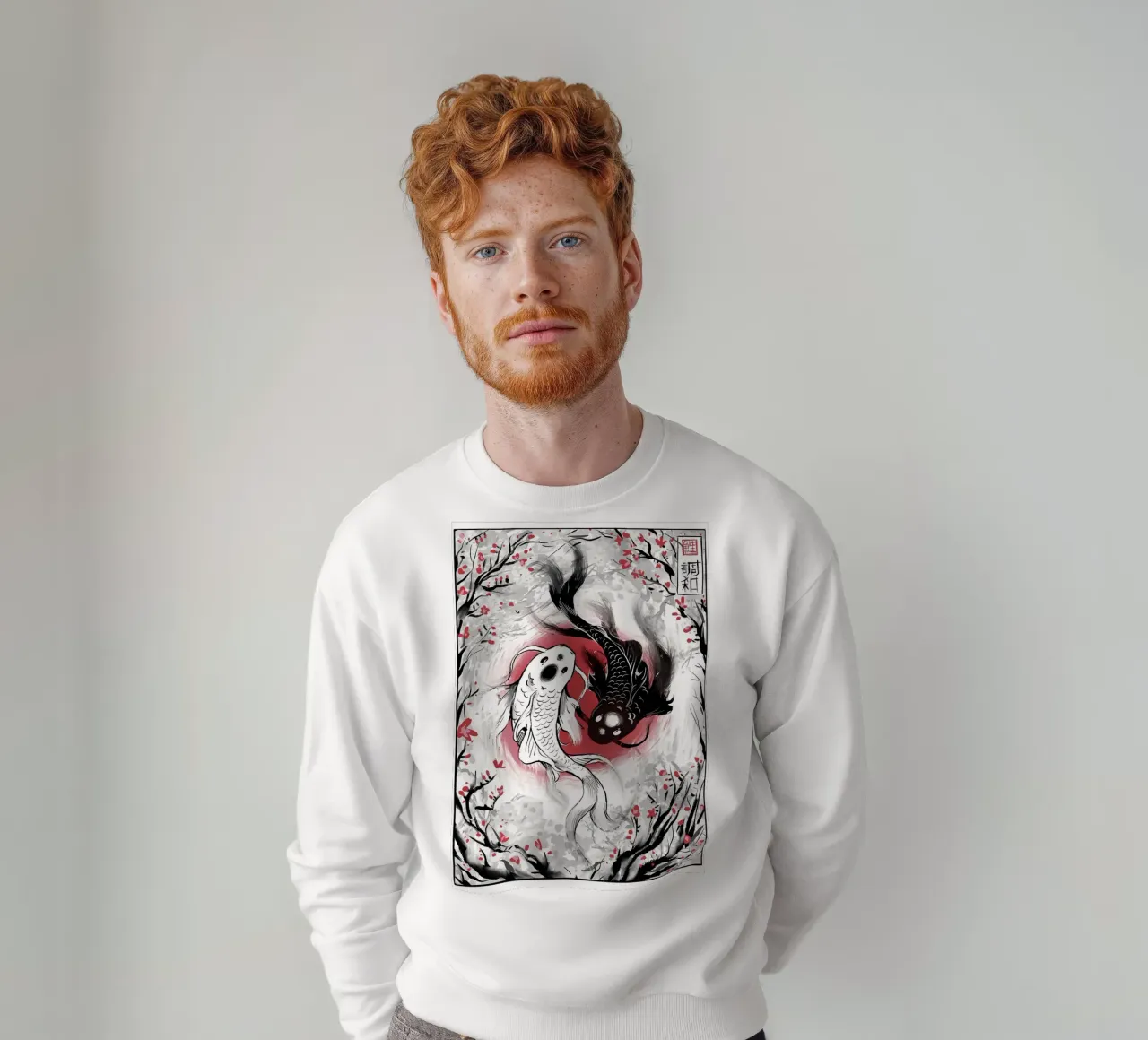 Pesce koi Yin yang felpa da mesa