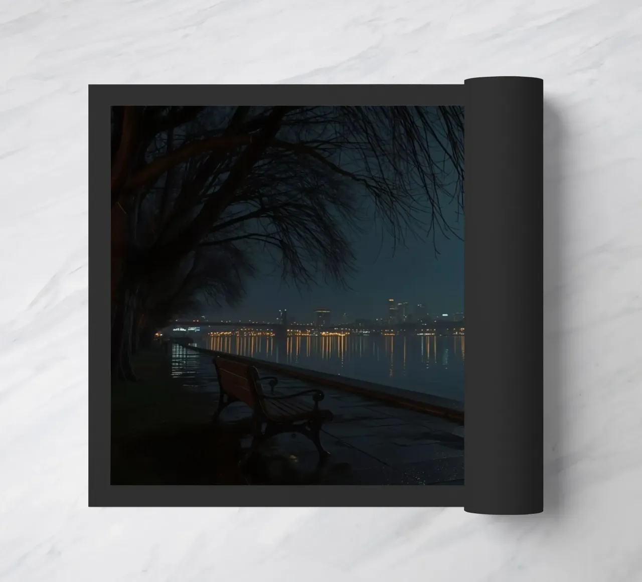 Luna piena sul profilo della città e sul fiume zerbino da DesignDoodle