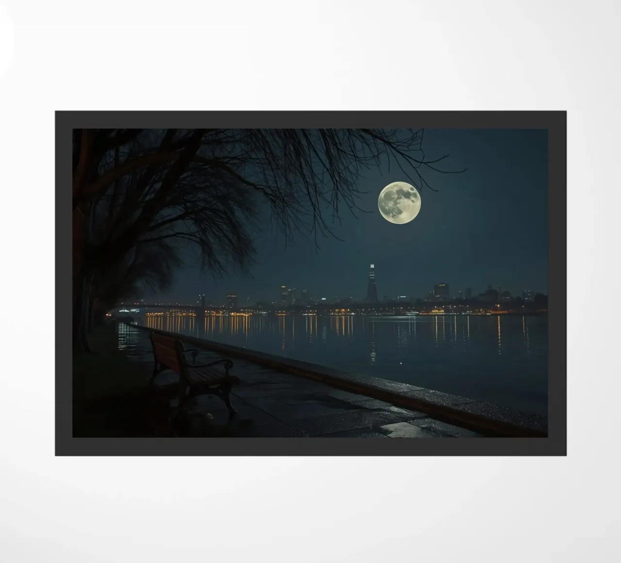Luna piena sul profilo della città e sul fiume zerbino da DesignDoodle