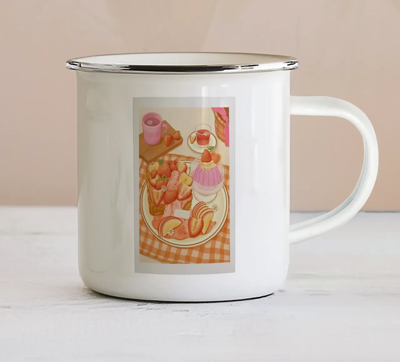 Cibo dolce in tavola tazza in smalto da janna shop