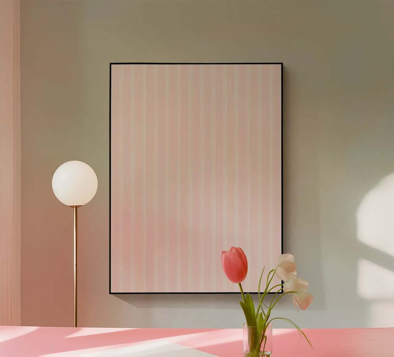 Classico scandinavo a strisce miste, bianco su polvere di frassino plexiglass da Beauty in Simplicity