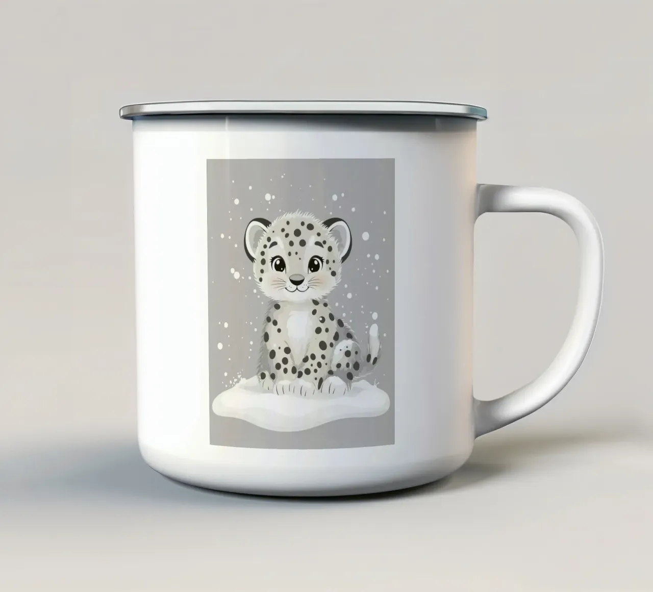 Leopardo delle nevi estroso tazza in smalto da Happy Littles