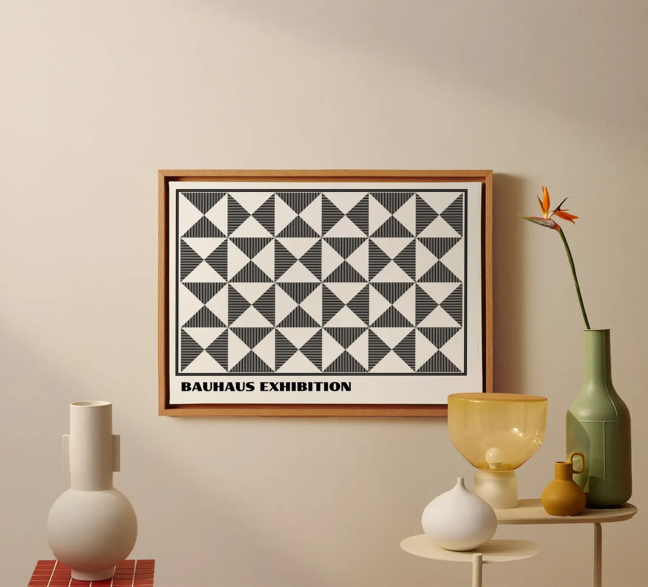 Bauhaus Abstract Geometric Print | Triangle Pattern Art canvas by Grungeo