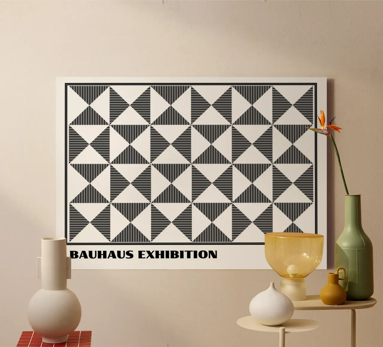 Bauhaus Abstract Geometric Print | Triangle Pattern Art canvas by Grungeo