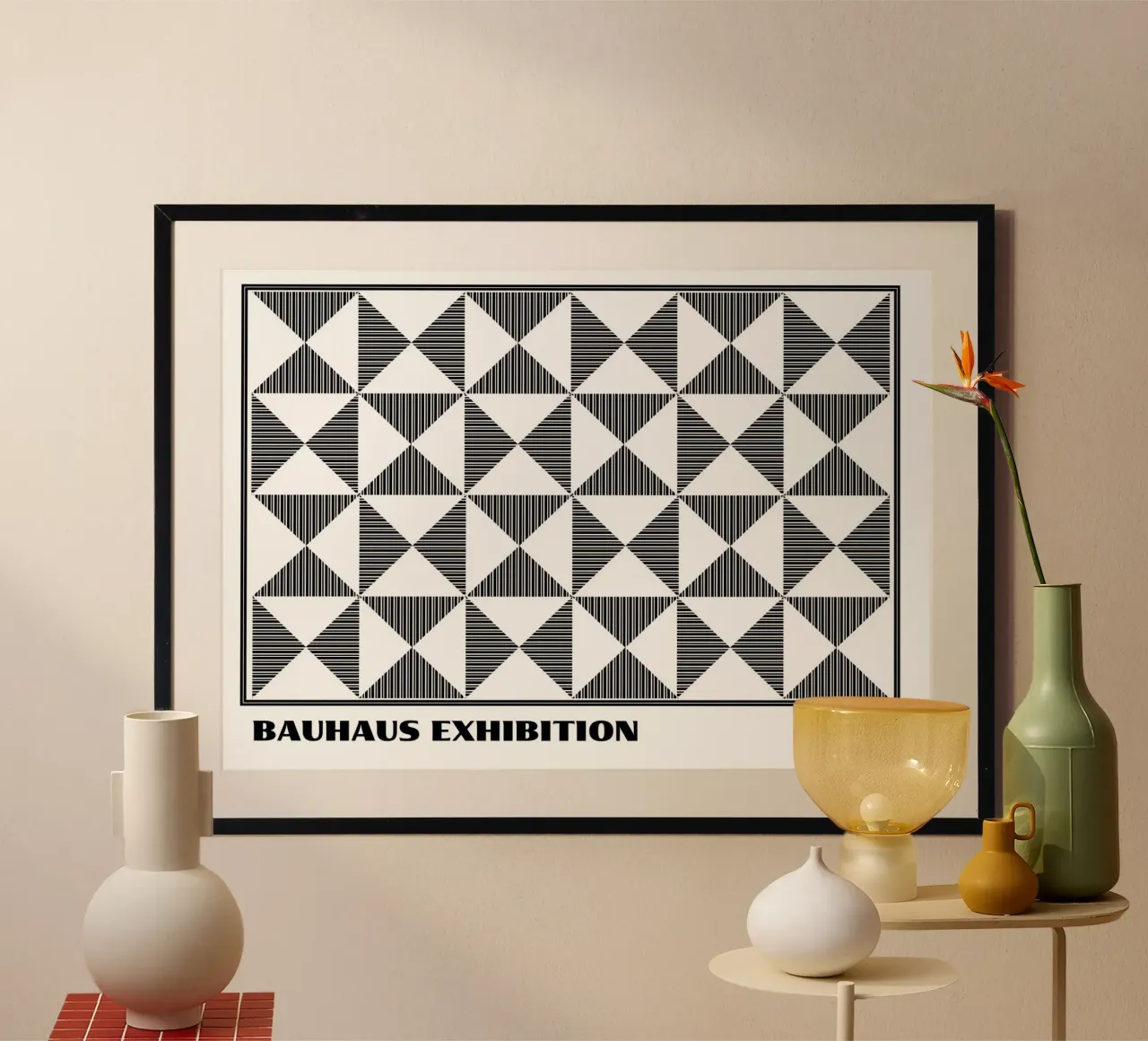 Bauhaus Abstract Geometric Print | Triangle Pattern Art hahnemühle by Grungeo
