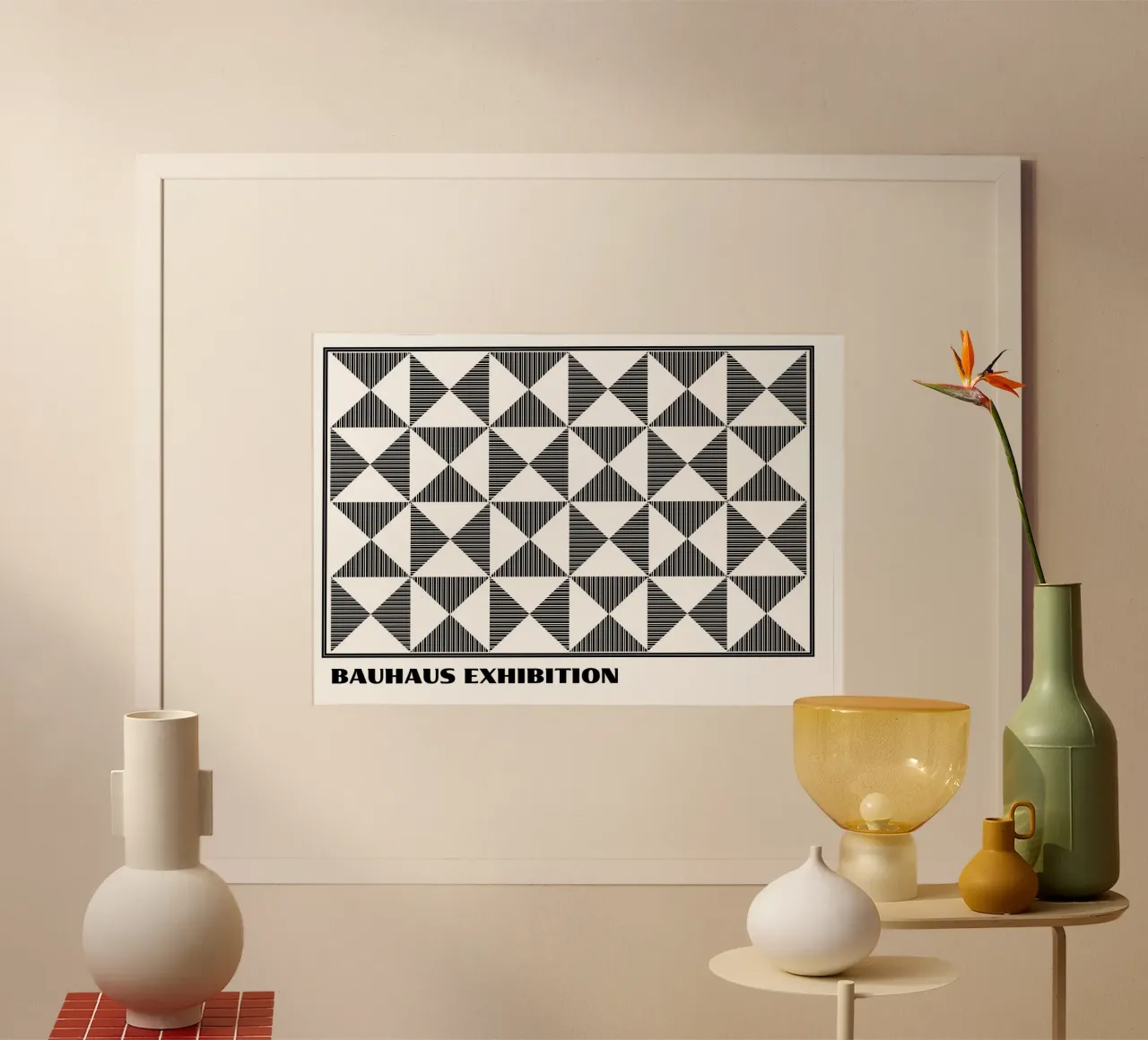 Bauhaus Abstract Geometric Print | Triangle Pattern Art hahnemühle by Grungeo