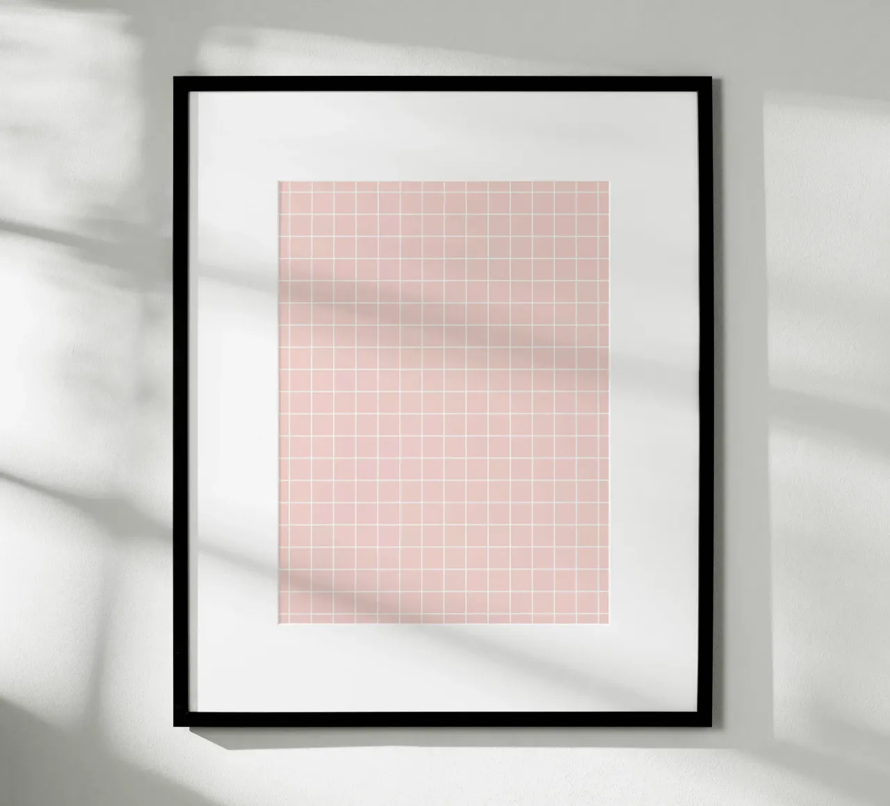 Griglia classica minimale di base, bianca su rosa pastello pallido. carta hahnemühle da Beauty in Simplicity