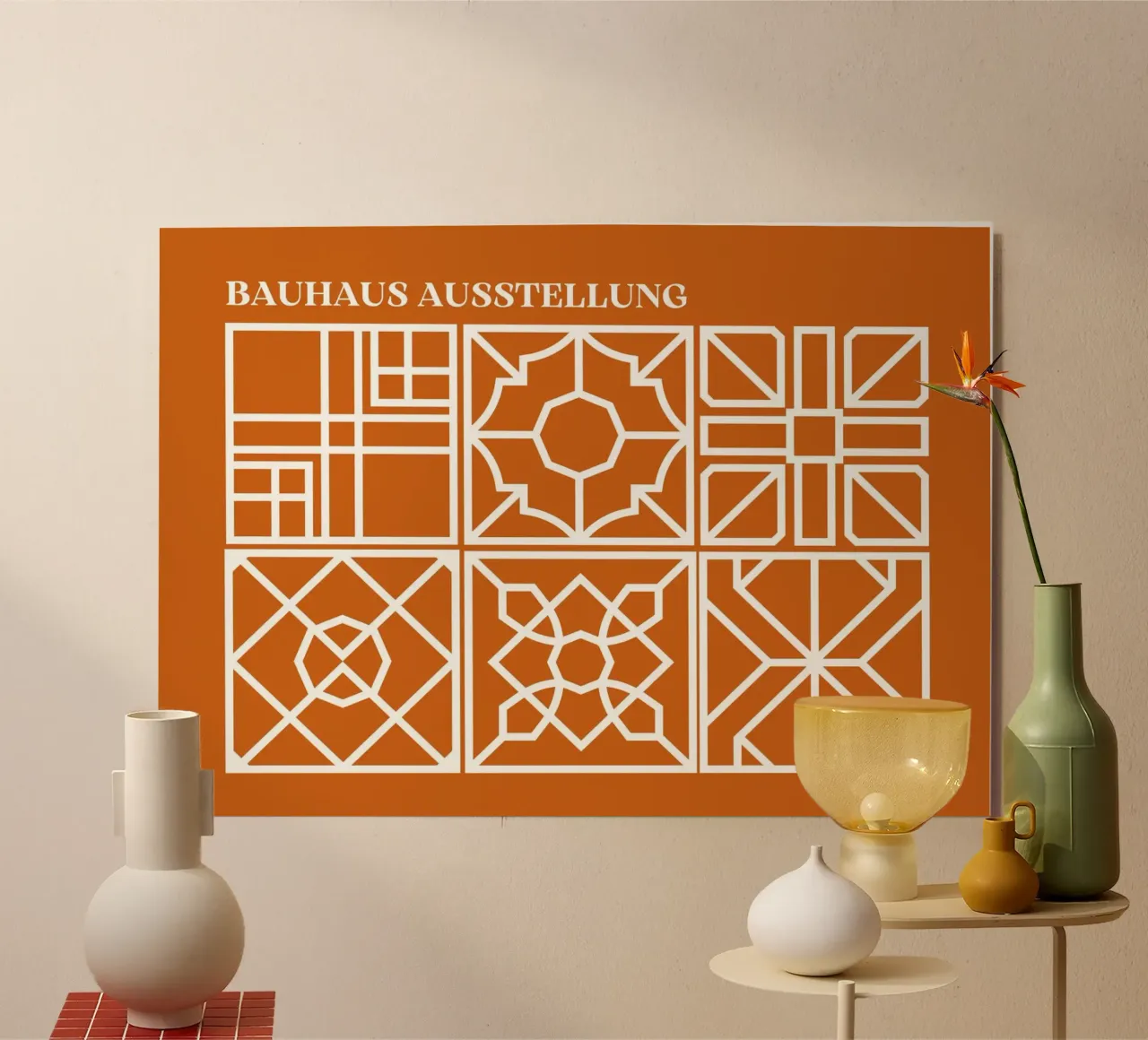 Bauhaus Modular Art | Piastrelle geometriche in terracotta alluminio dibond da Grungeo