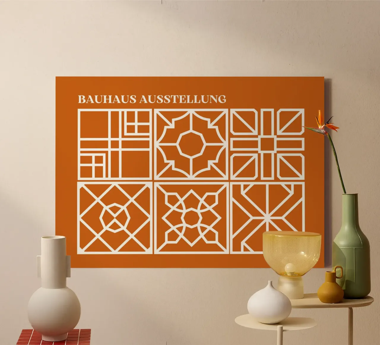 Bauhaus Modular Art | Piastrelle geometriche in terracotta tela da Grungeo
