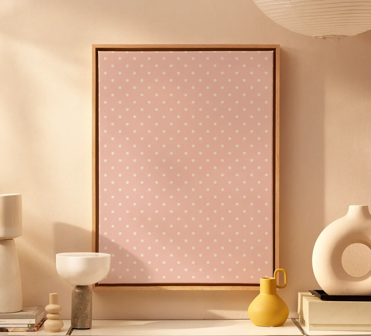 Minimal Basic Klassieke Polka Dots | Wit op Licht Blos Roze canvas van Beauty in Simplicity