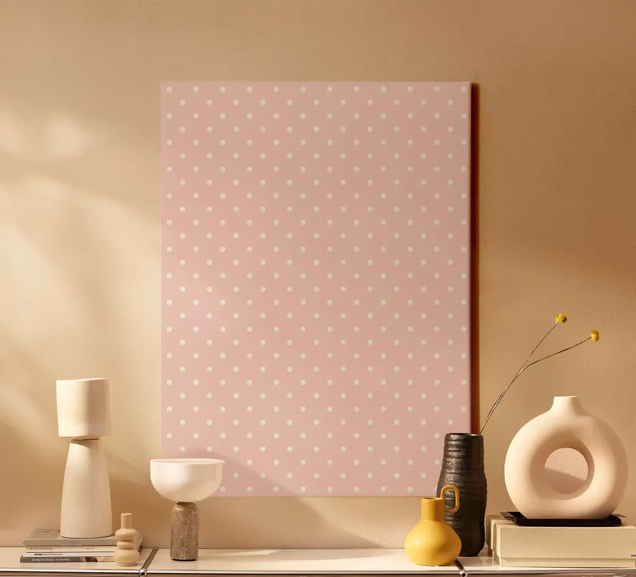 Minimal Basic Klassieke Polka Dots | Wit op Licht Blos Roze canvas van Beauty in Simplicity