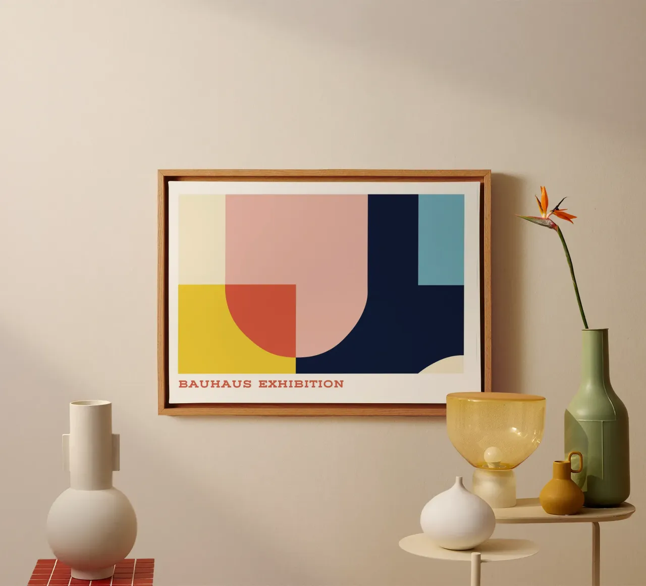 Bauhaus Color Block Art | Mid-Century Abstract Print canvas by Grungeo