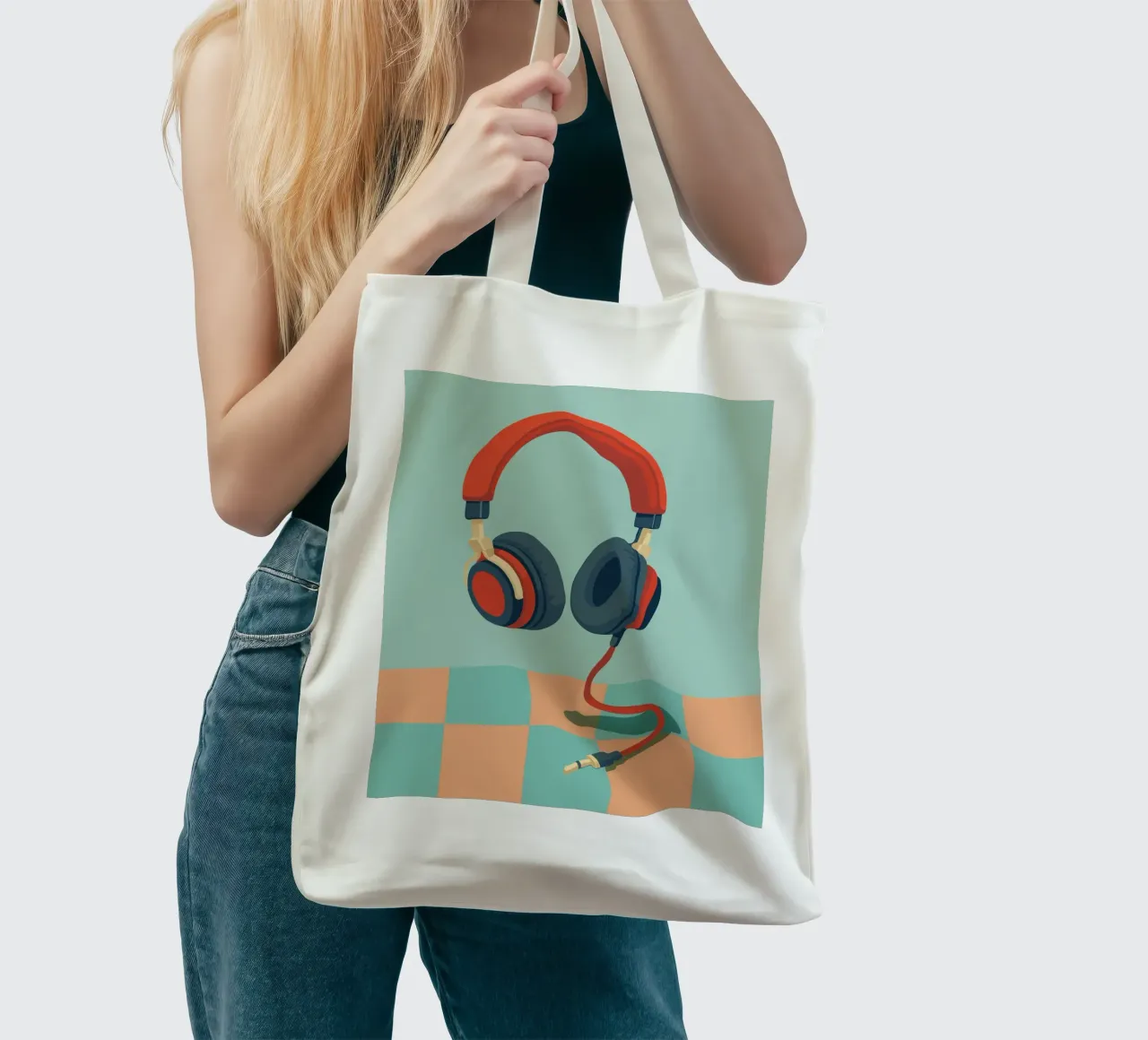Retro Kopfhörer borsa in juta da DARIA IVANOVNA