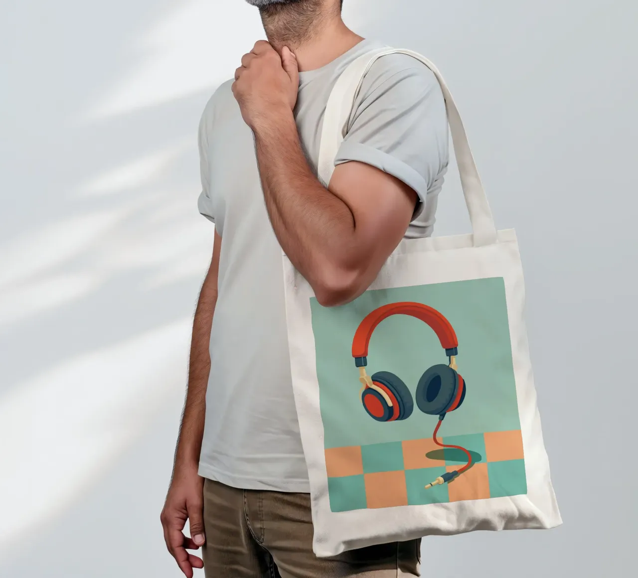 Retro Kopfhörer borsa in juta da DARIA IVANOVNA