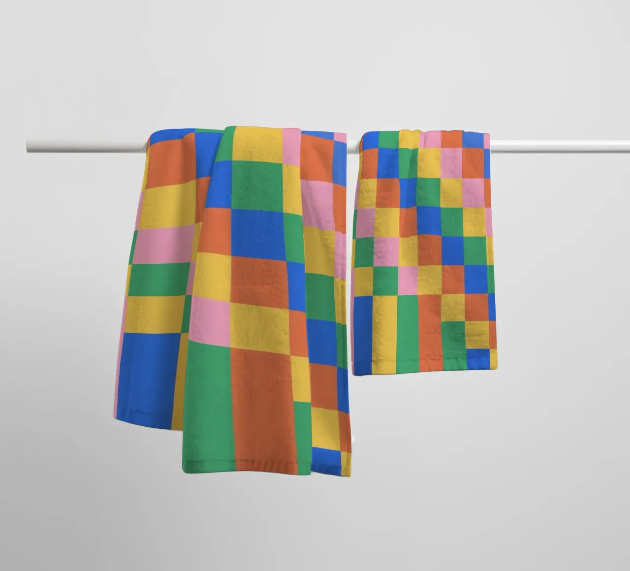 Bauhaus Groovy Checkered Pattern towel by Paigaam Studio