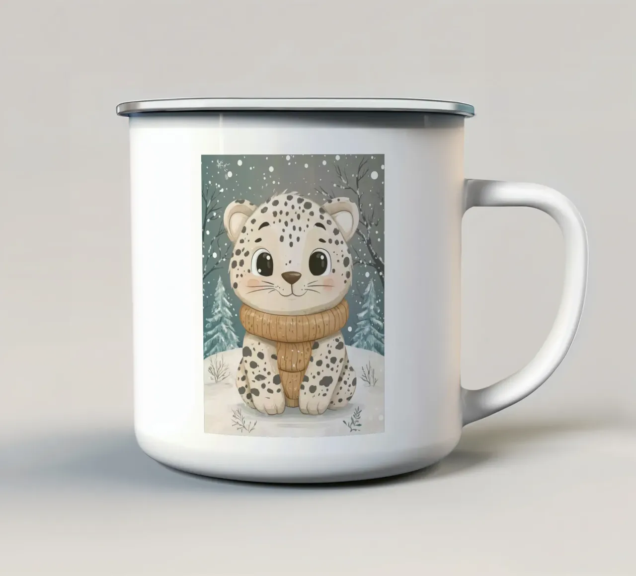 Leopardo delle nevi estroso tazza in smalto da Happy Littles