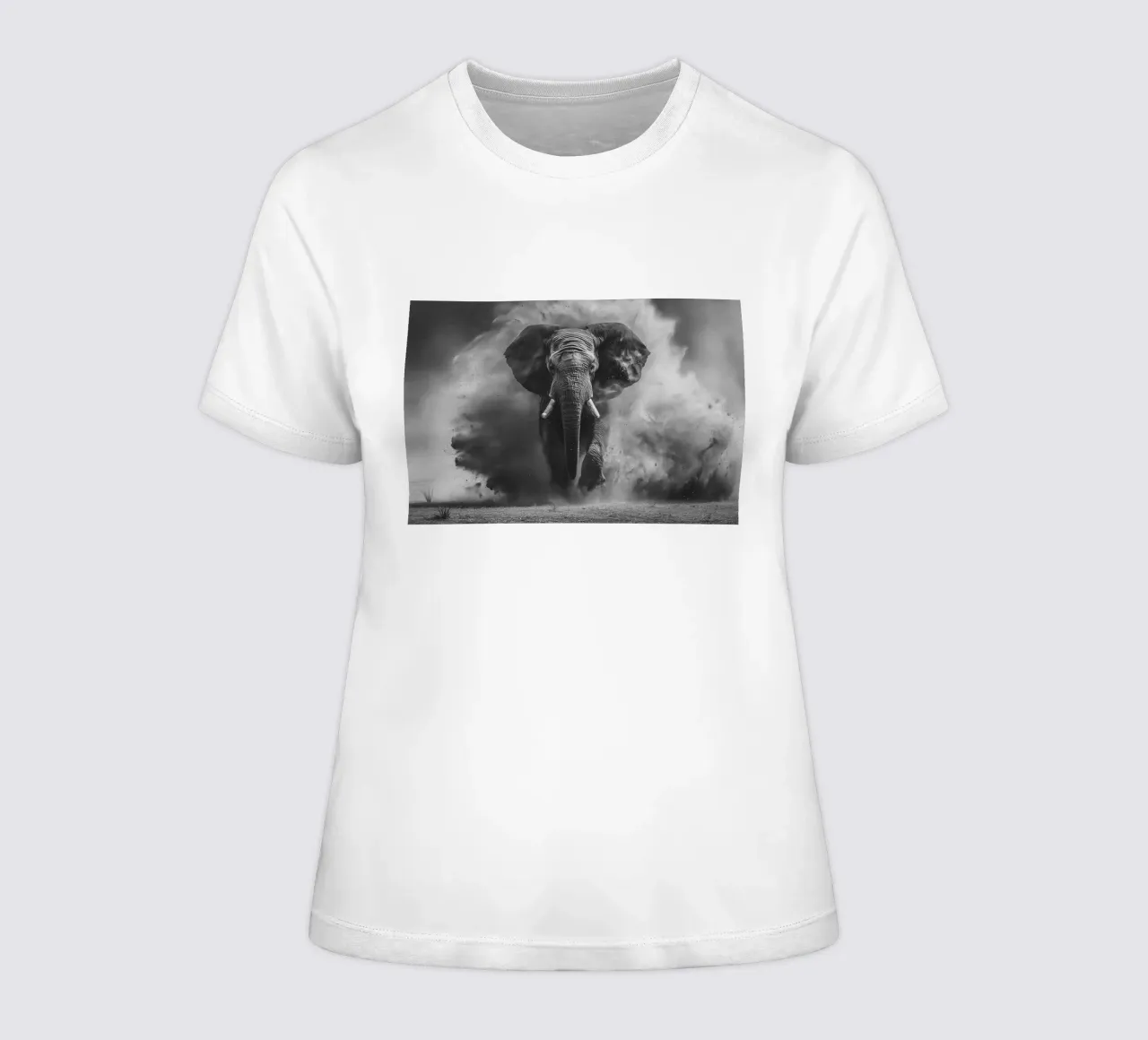 Imposing elephant power women's fitted t-shirt by Carinaprint
