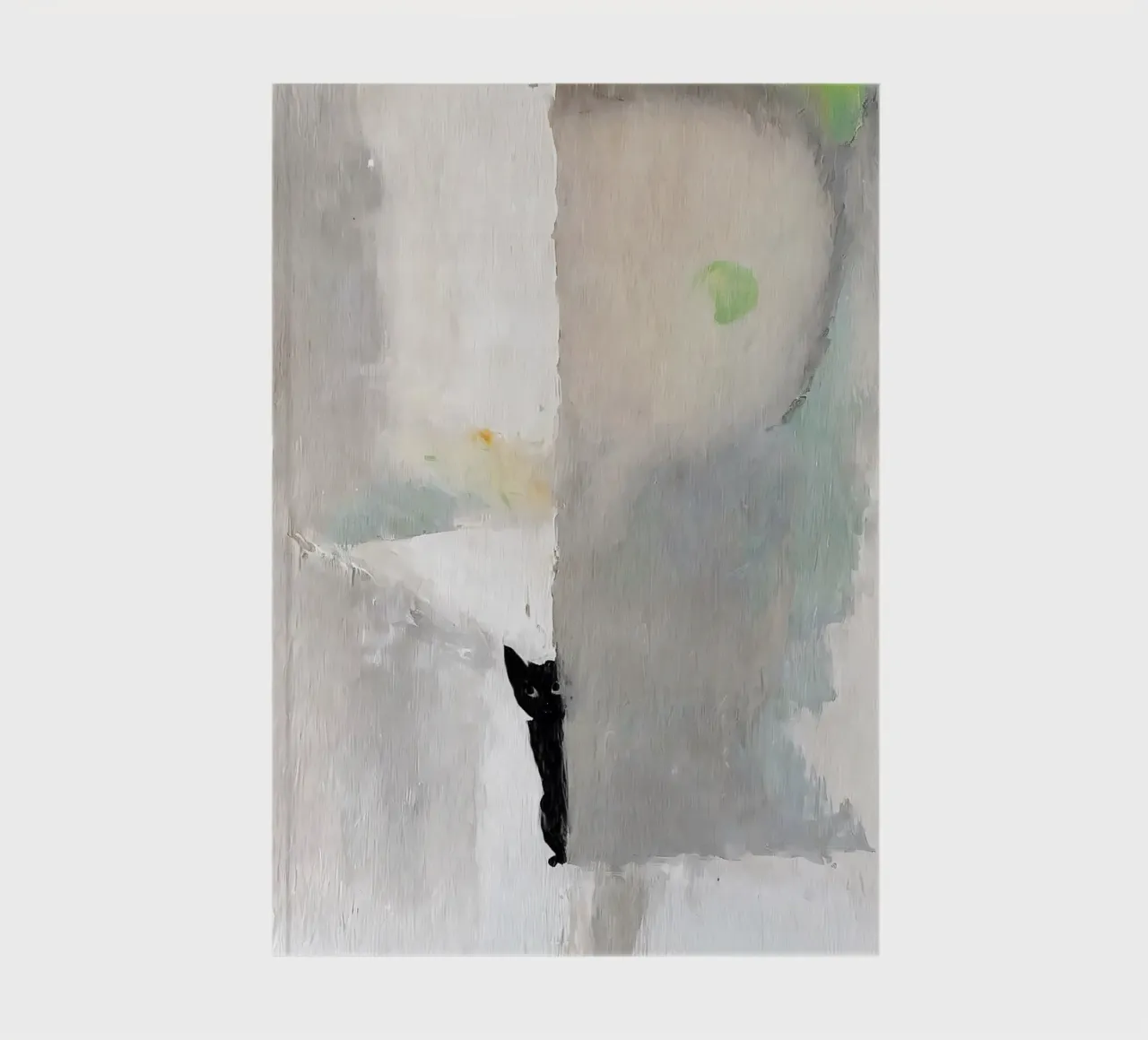 Hidden cat-Minimalist cat poster in grey tones notebook by Kunst und Kontrast