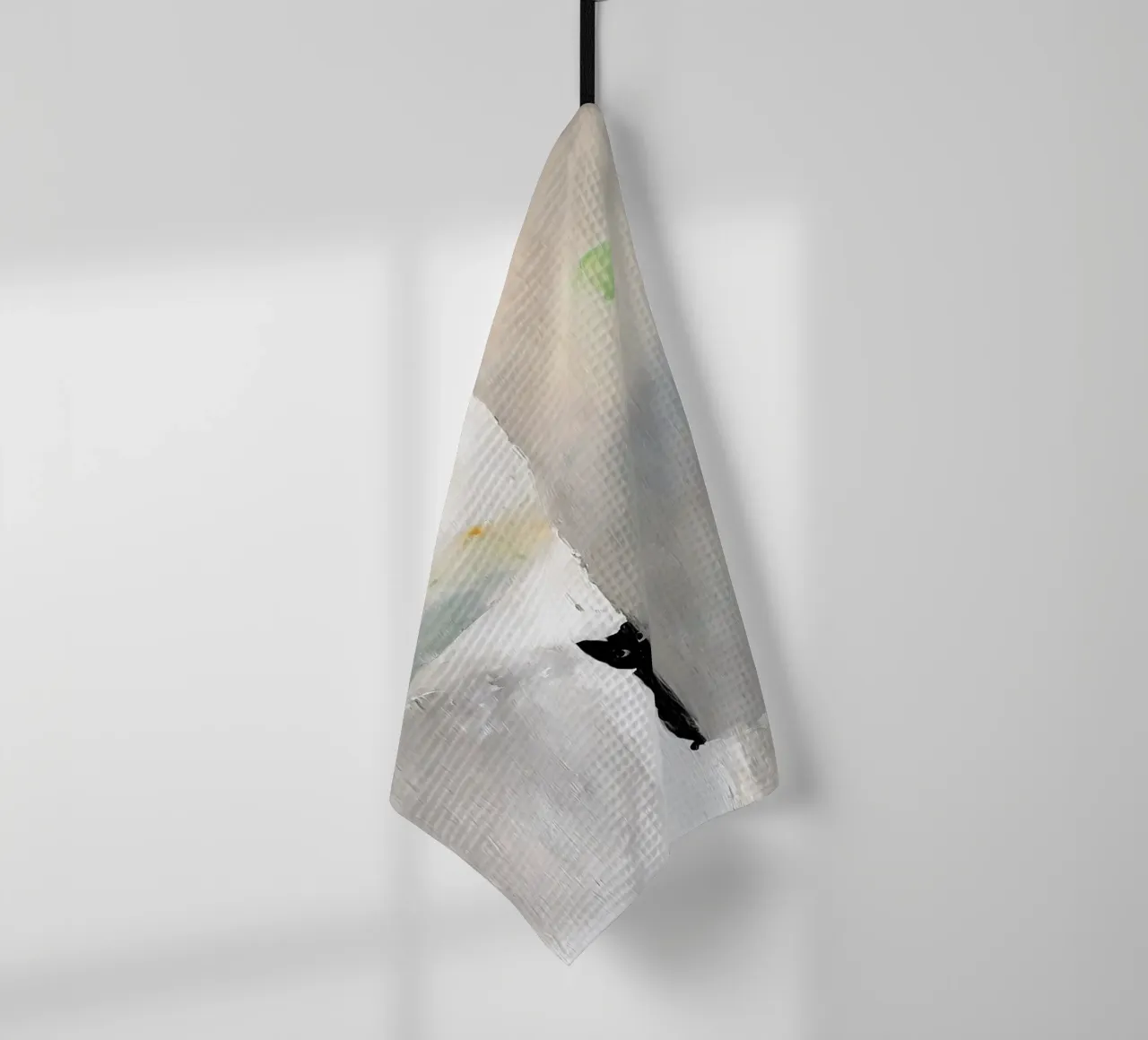 Chat caché - Poster de chat minimaliste dans les tons de gris torchon de Kunst und Kontrast