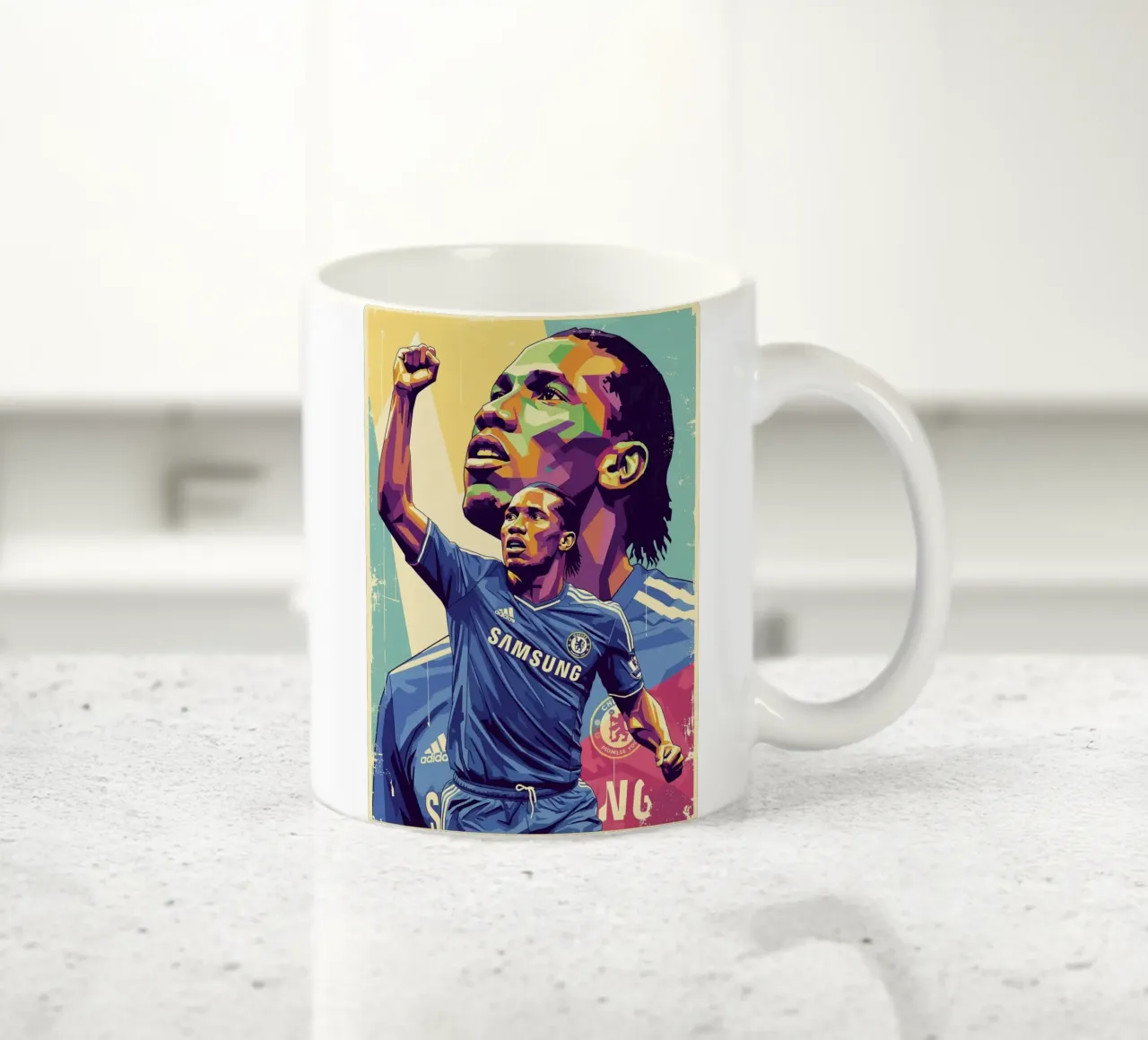 Didier Drogba in prima serata tazza in ceramica da Hantamrata