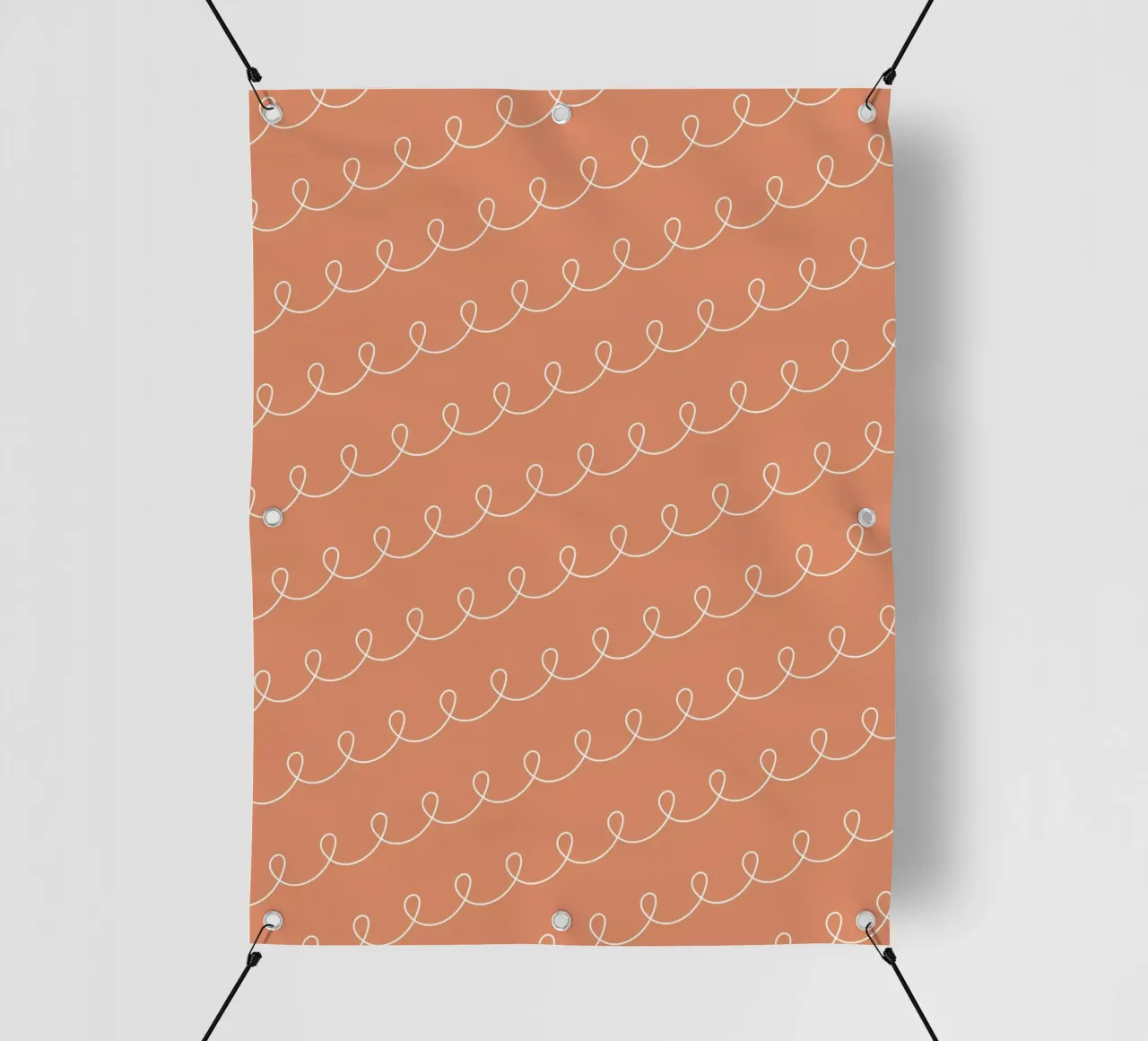 Disegno di linee geometriche ad anello 2 | Bianco su terracotta telo in pvc da Beauty in Simplicity