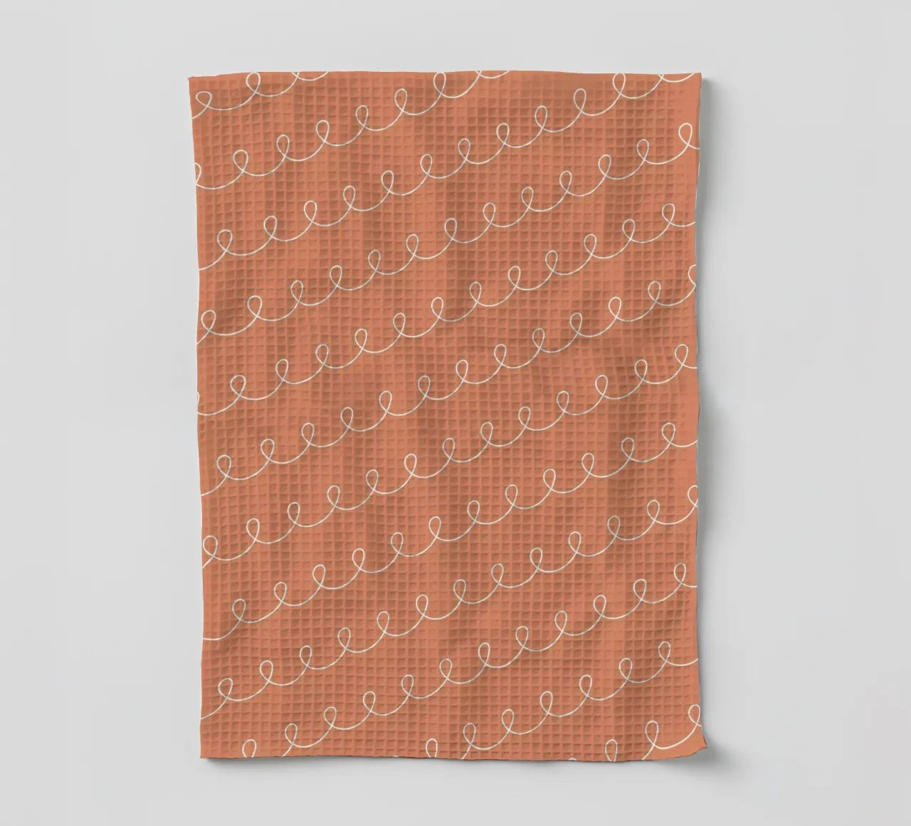 Disegno di linee geometriche ad anello 2 | Bianco su terracotta canovaccio da cucina da Beauty in Simplicity