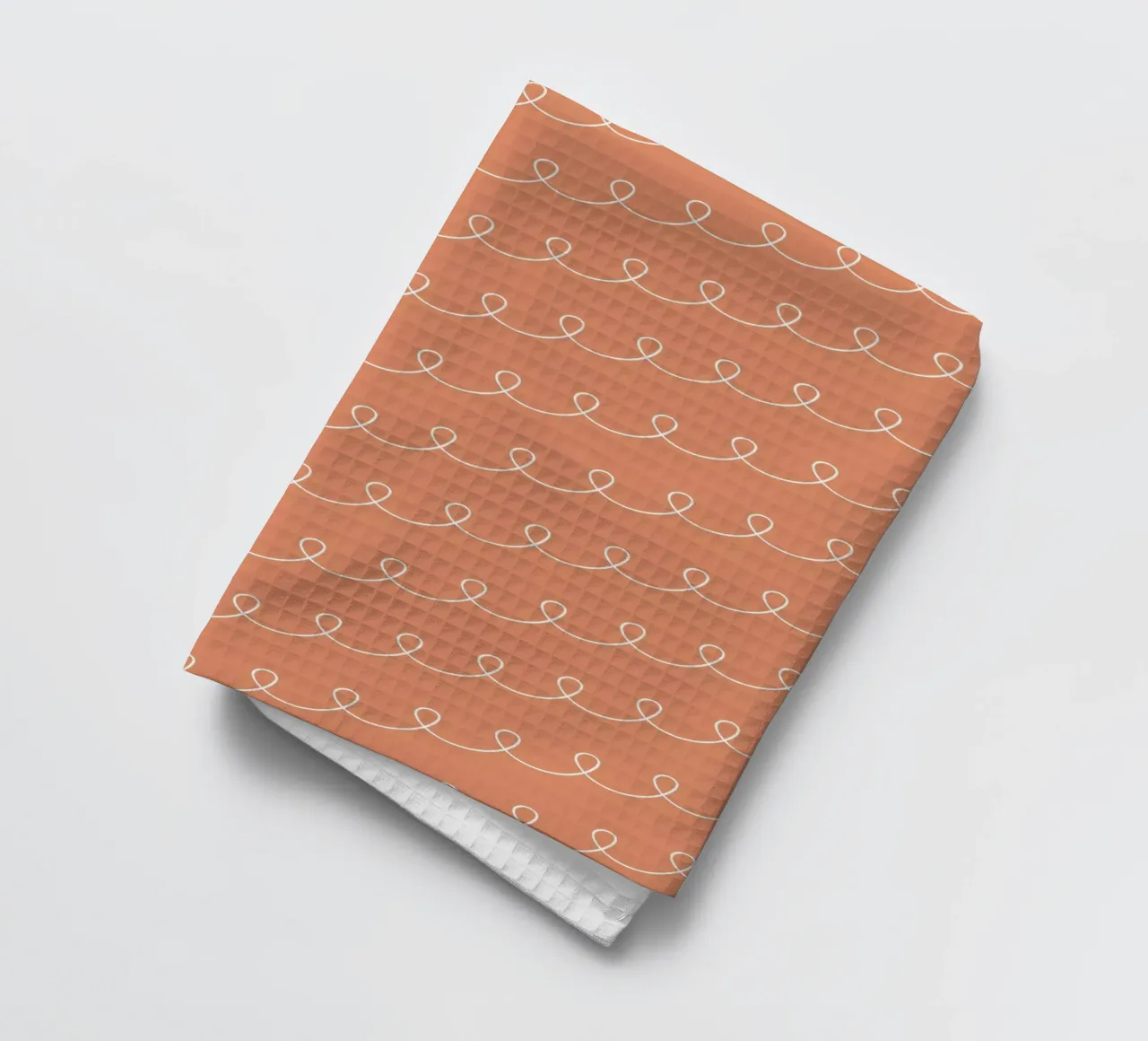 Disegno di linee geometriche ad anello 2 | Bianco su terracotta canovaccio da cucina da Beauty in Simplicity
