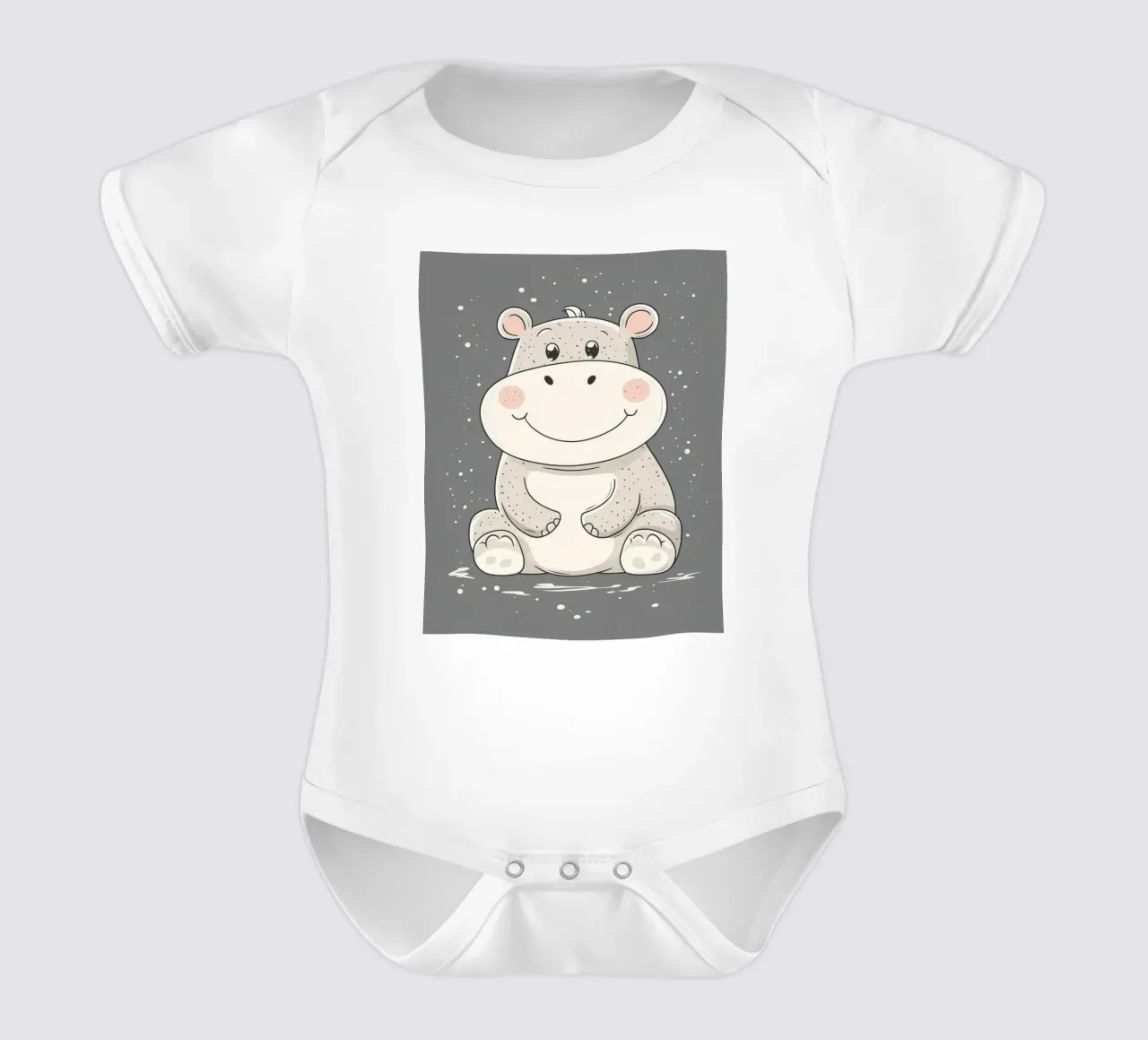 Launisches Nilpferd Kurzarm Babybody von Happy Littles