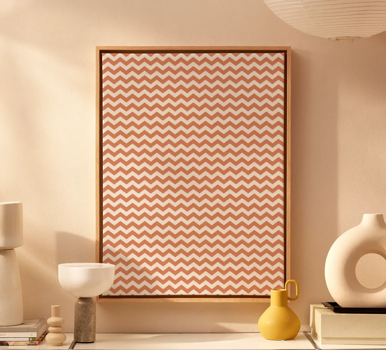 Minimal Chic Basic Chevron | Bianco e Arancione Terracotta tela con Cornice a cassetta da Beauty in Simplicity