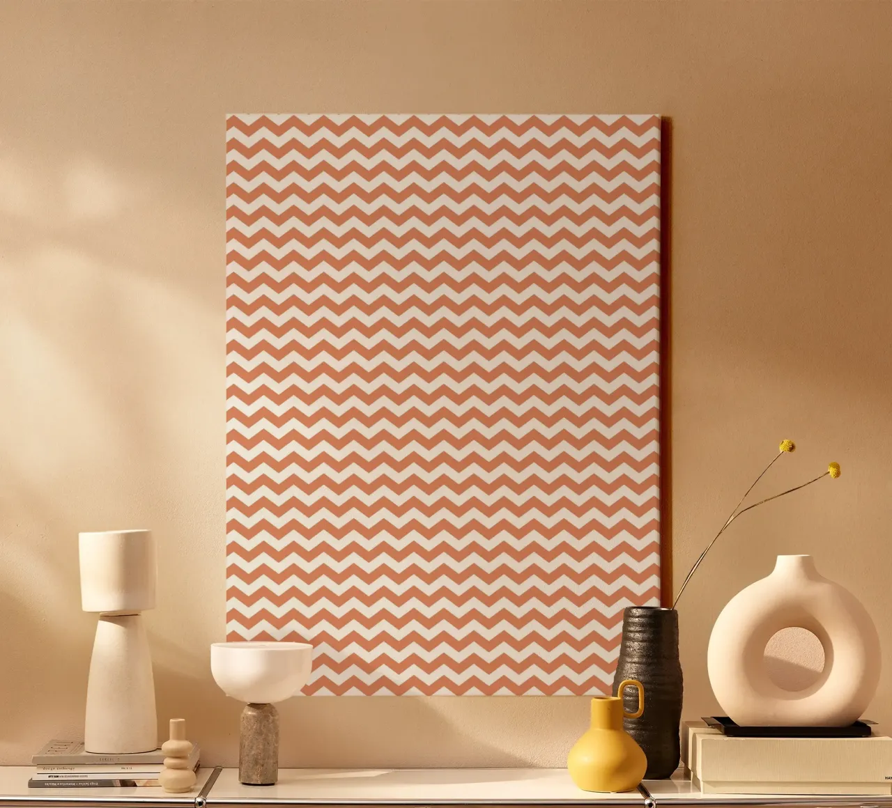 Minimal Chic Basic Chevron | Bianco e Arancione Terracotta tela con Cornice a cassetta da Beauty in Simplicity