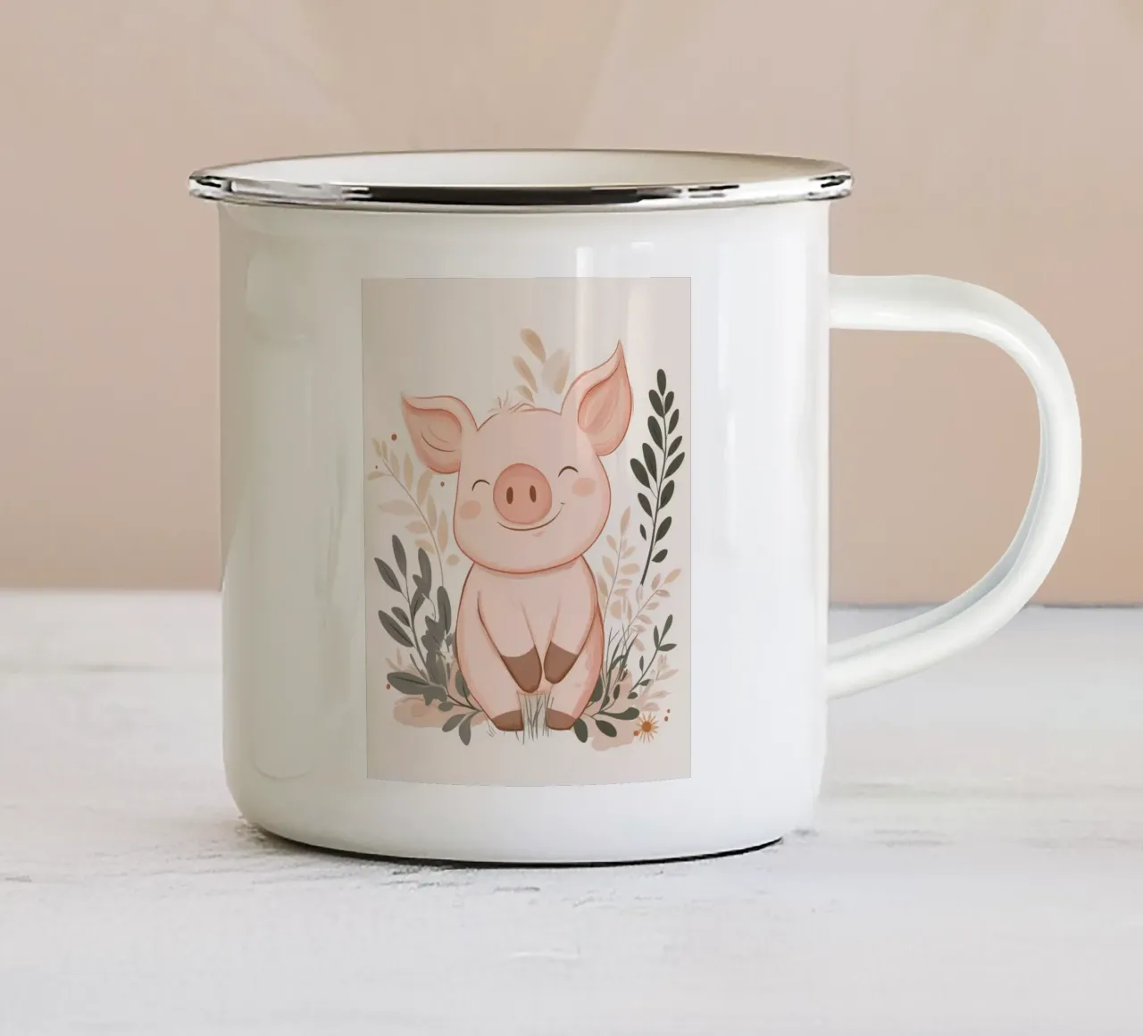 Maialino stravagante tazza in smalto da Happy Littles