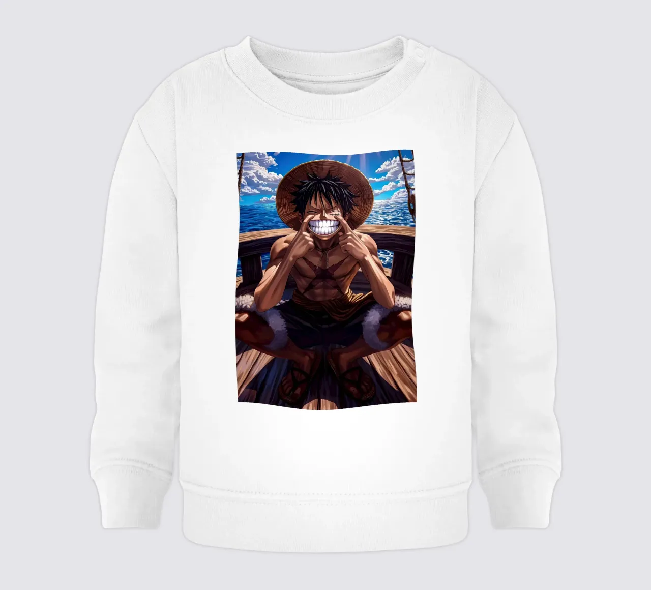 LUFFY ONE PIECE IN MARE felpa neonato da posterindo