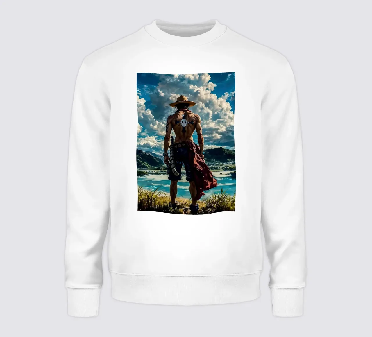 LUFFY PEZZO UNICO IN SPIAGGIA felpa da posterindo