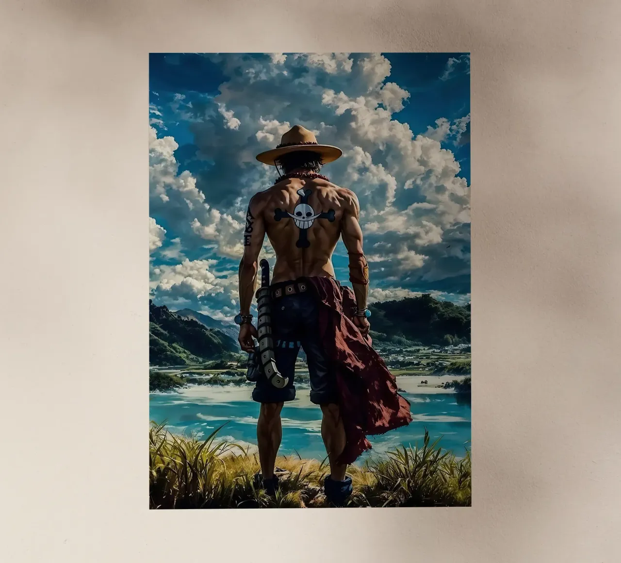 LUFFY PEZZO UNICO IN SPIAGGIA pellicola backlit da posterindo