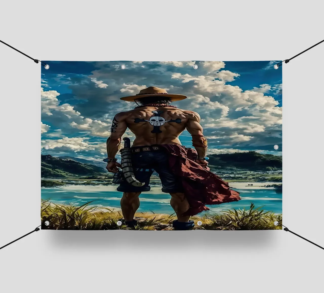 LUFFY PEZZO UNICO IN SPIAGGIA telo in pvc da posterindo