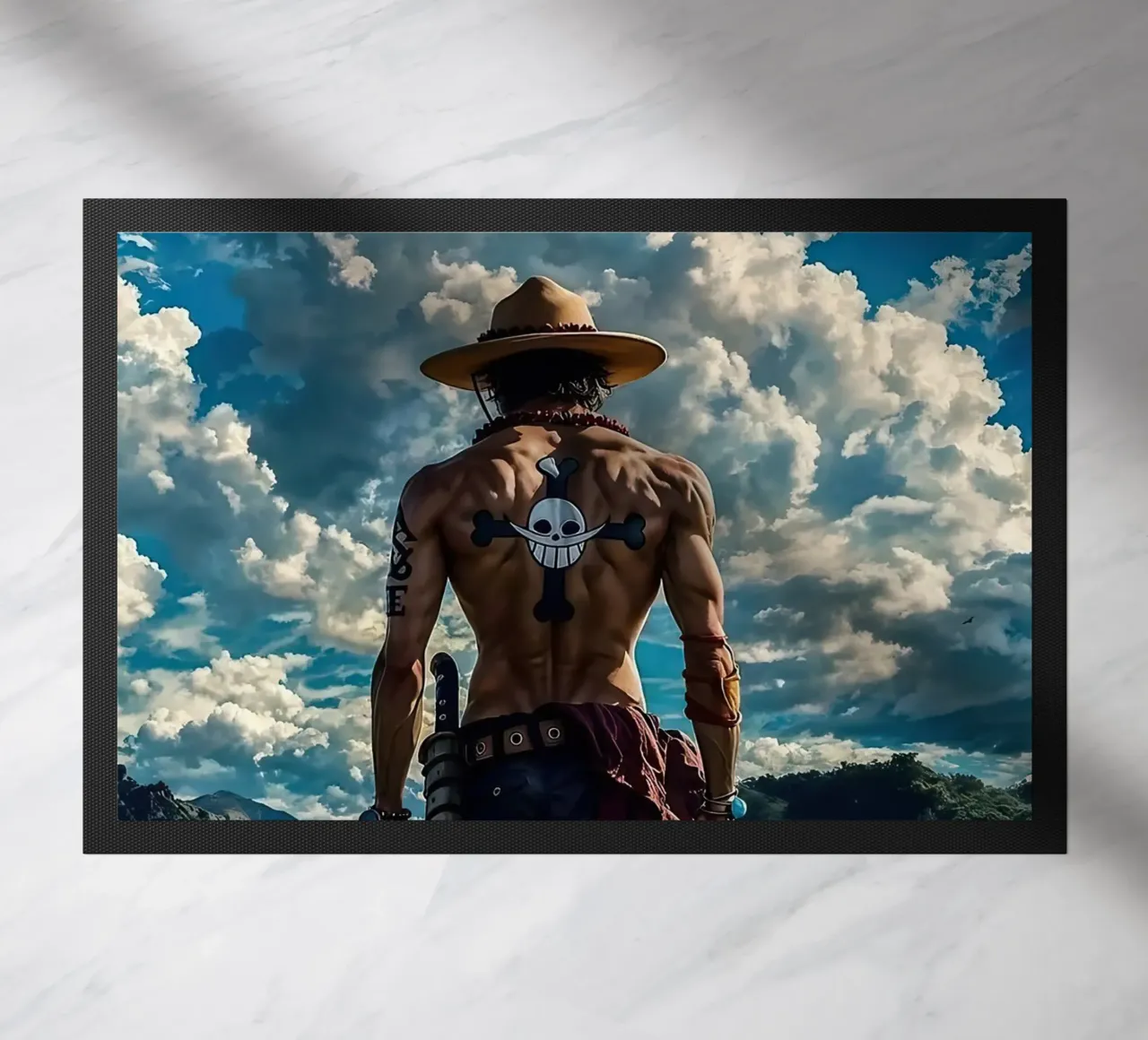 LUFFY PEZZO UNICO IN SPIAGGIA zerbino da posterindo