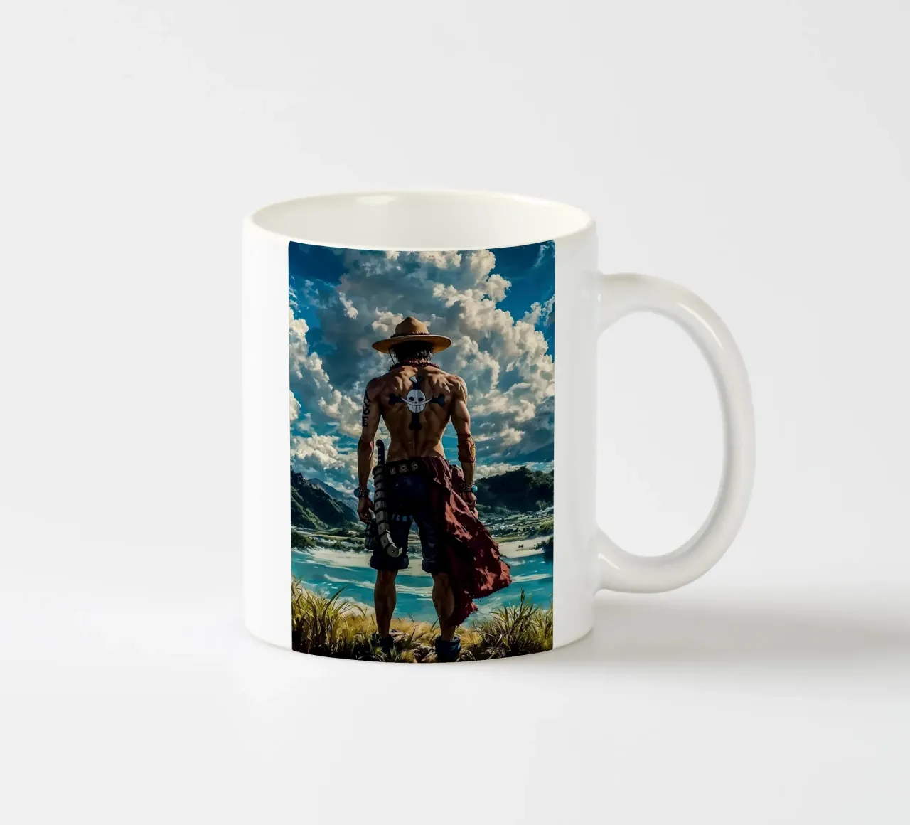 LUFFY PEZZO UNICO IN SPIAGGIA tazza in ceramica da posterindo