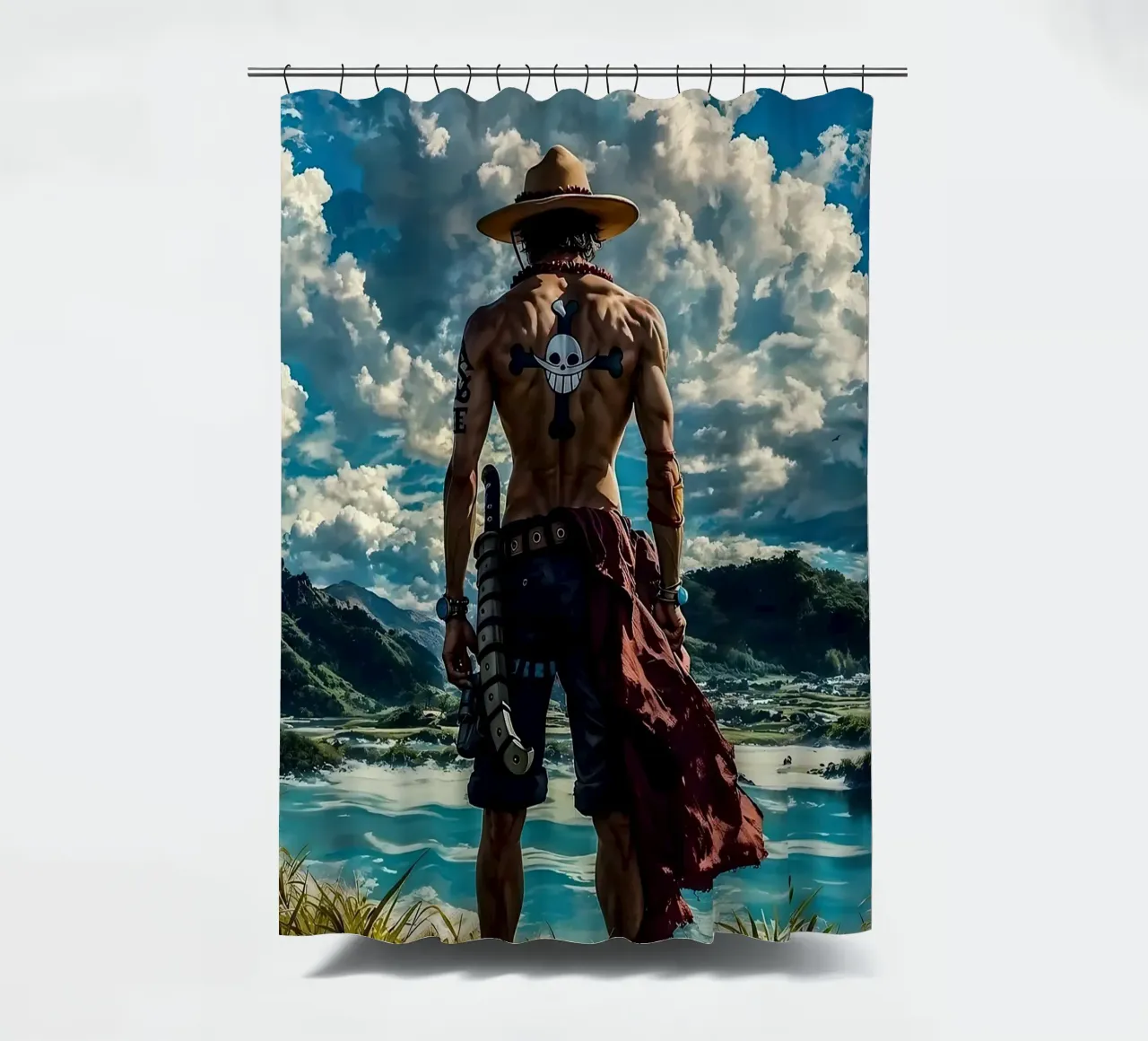 LUFFY PEZZO UNICO IN SPIAGGIA tenda da doccia da posterindo