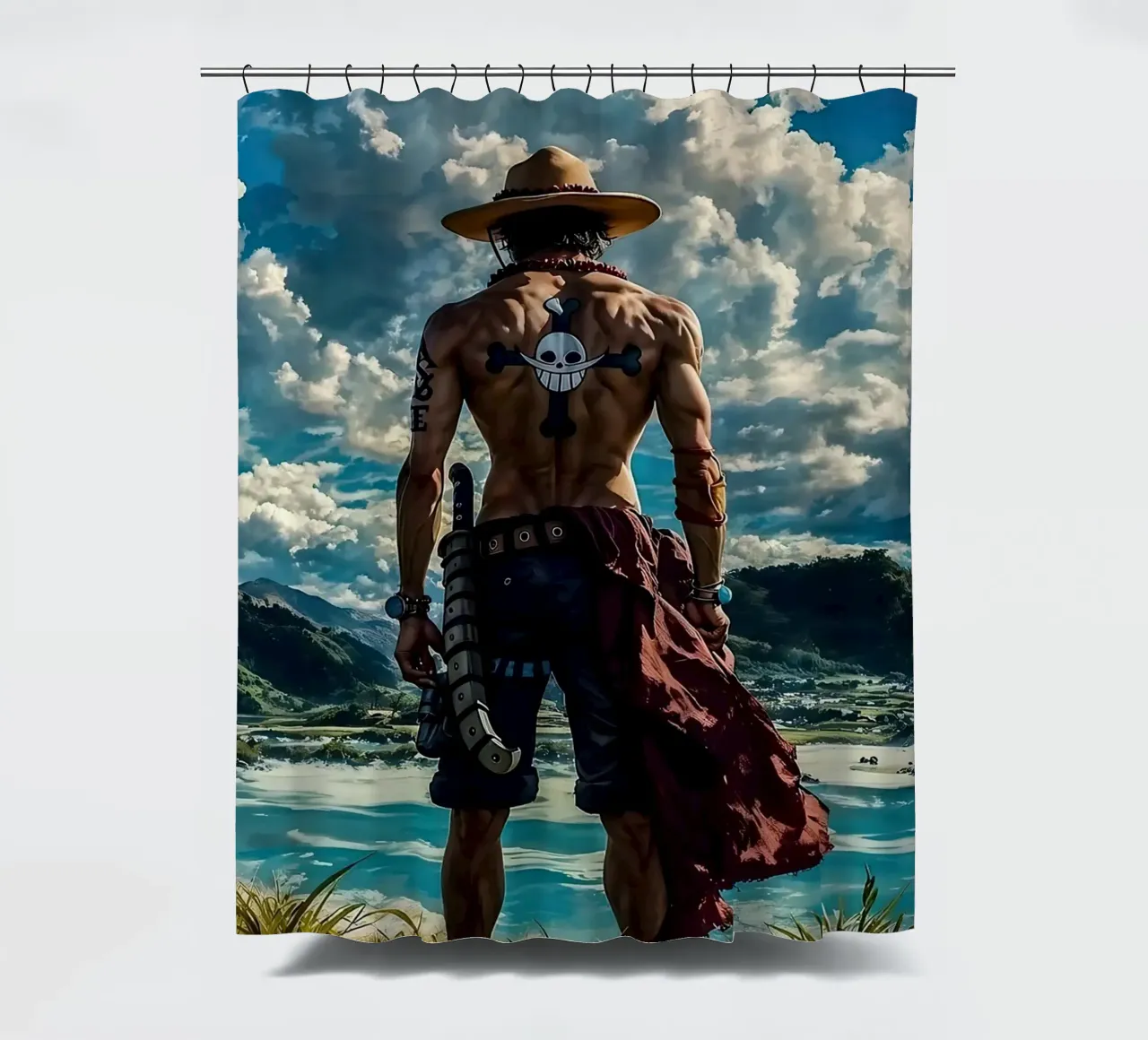 LUFFY PEZZO UNICO IN SPIAGGIA tenda da doccia da posterindo