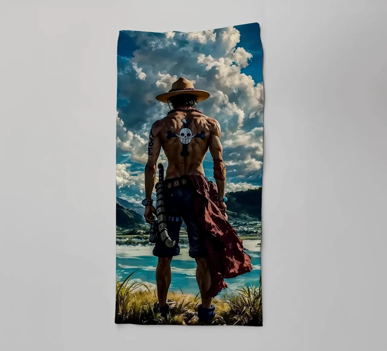 LUFFY PEZZO UNICO IN SPIAGGIA asciugamano da bagno da posterindo