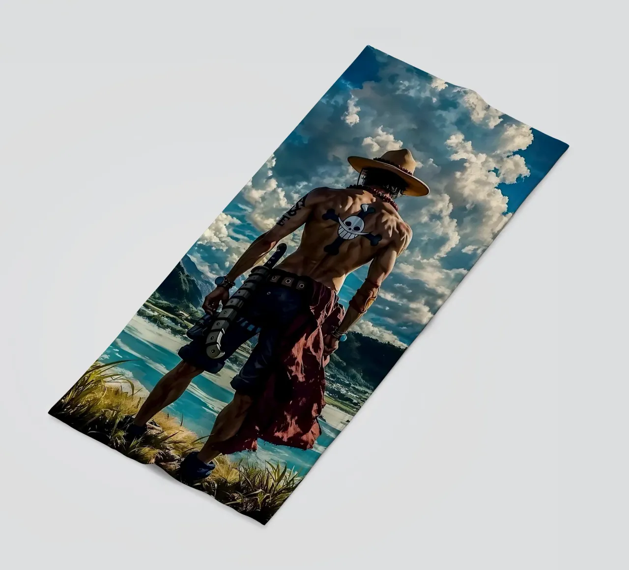 LUFFY PEZZO UNICO IN SPIAGGIA telo mare da posterindo