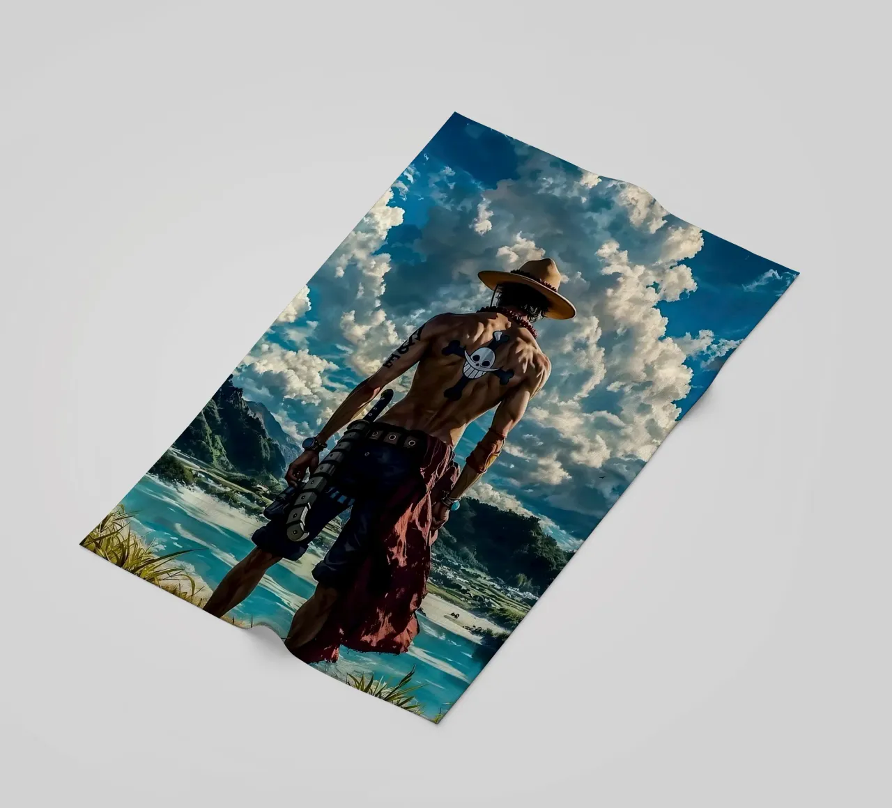 LUFFY PEZZO UNICO IN SPIAGGIA telo mare da posterindo