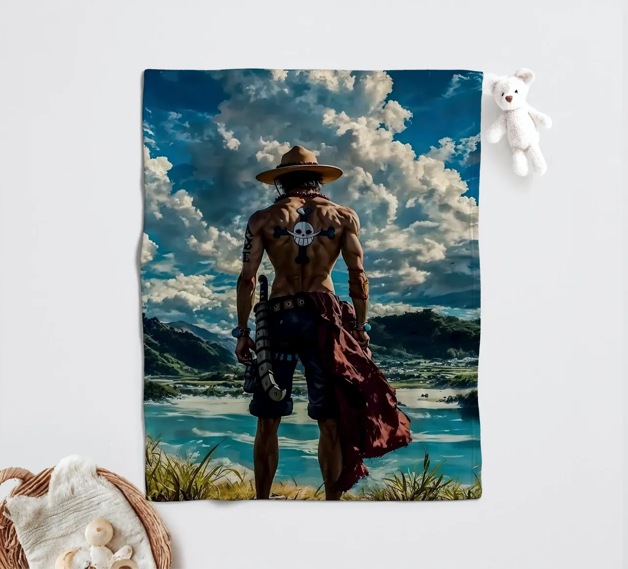 LUFFY PEZZO UNICO IN SPIAGGIA coperta in pile da posterindo