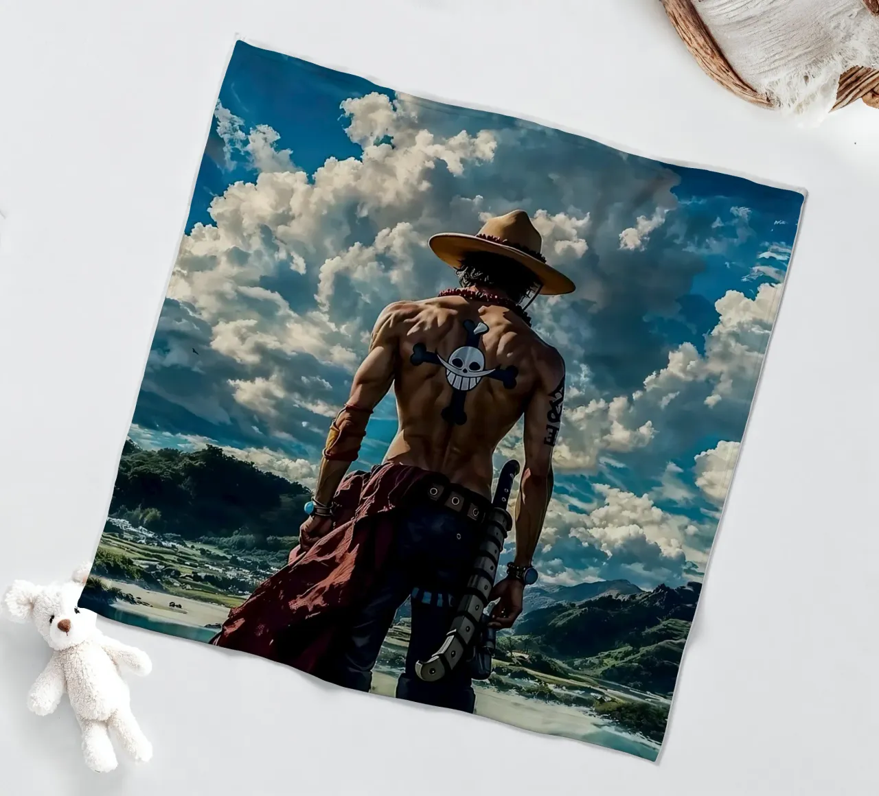 LUFFY PEZZO UNICO IN SPIAGGIA coperta in pile da posterindo