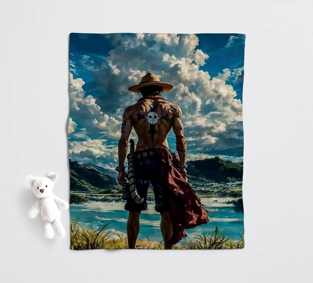 LUFFY PEZZO UNICO IN SPIAGGIA coperta in pile da posterindo