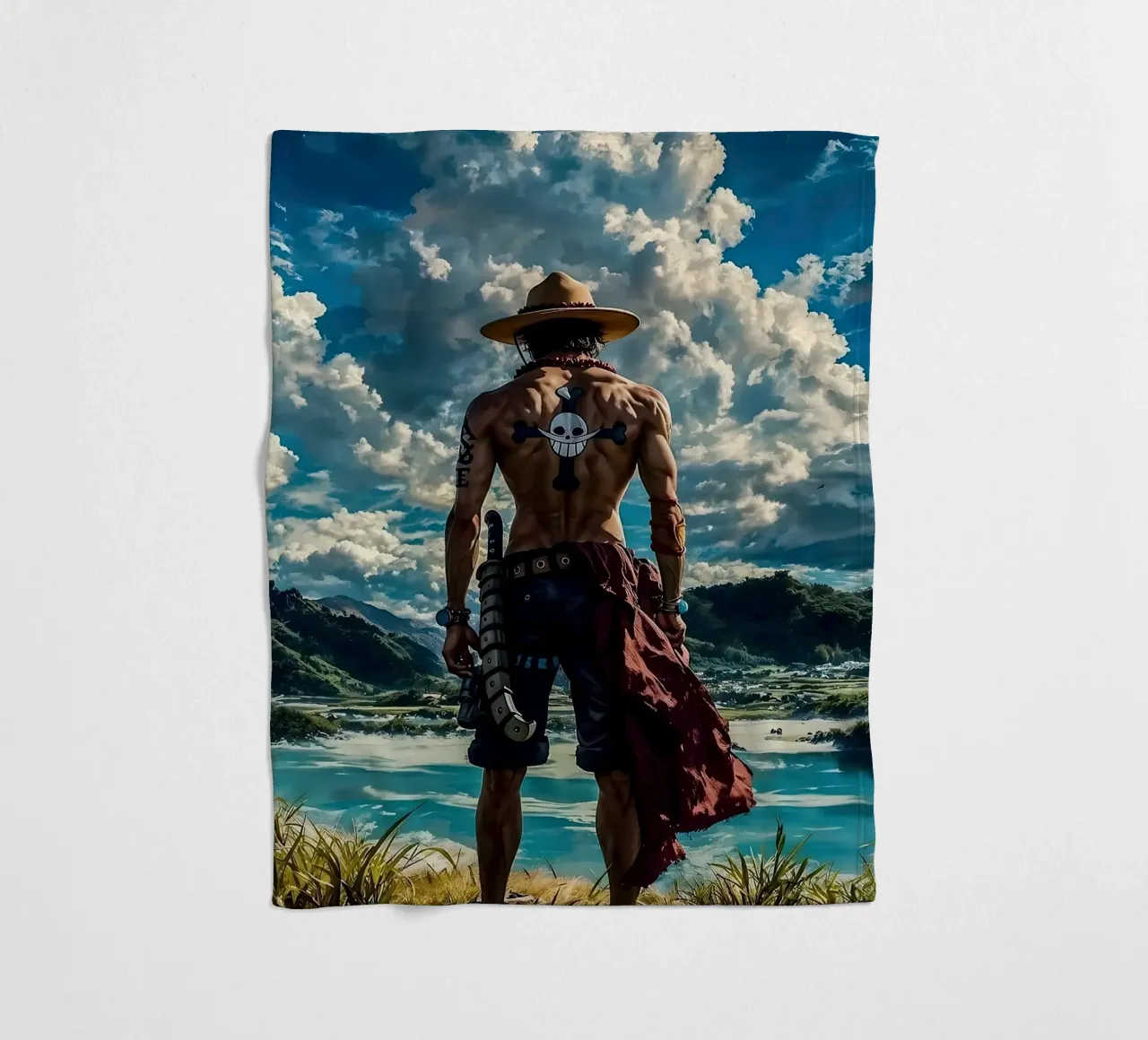 LUFFY PEZZO UNICO IN SPIAGGIA coperta in pile da posterindo