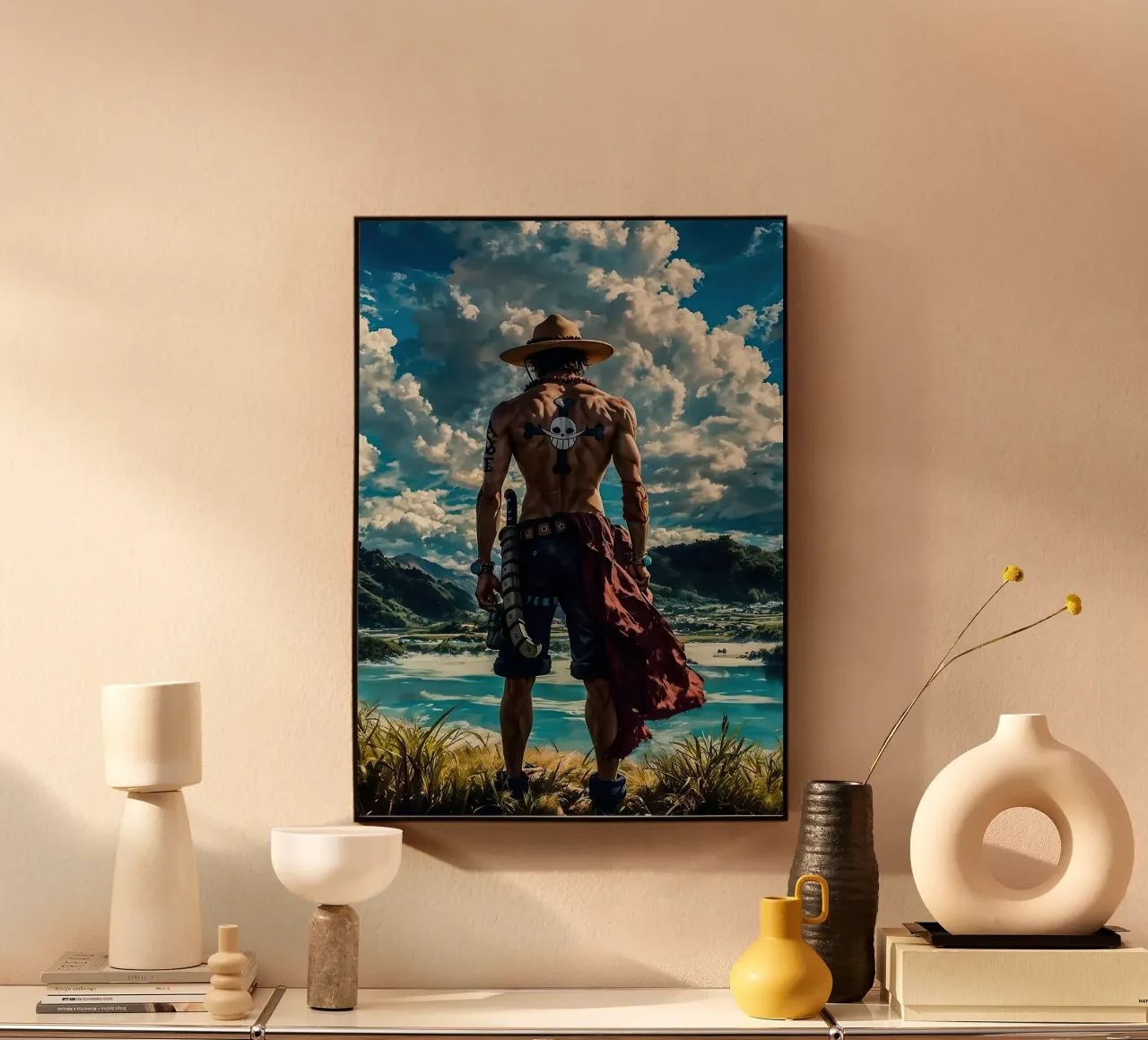 LUFFY PEZZO UNICO IN SPIAGGIA alluminio dibond da posterindo