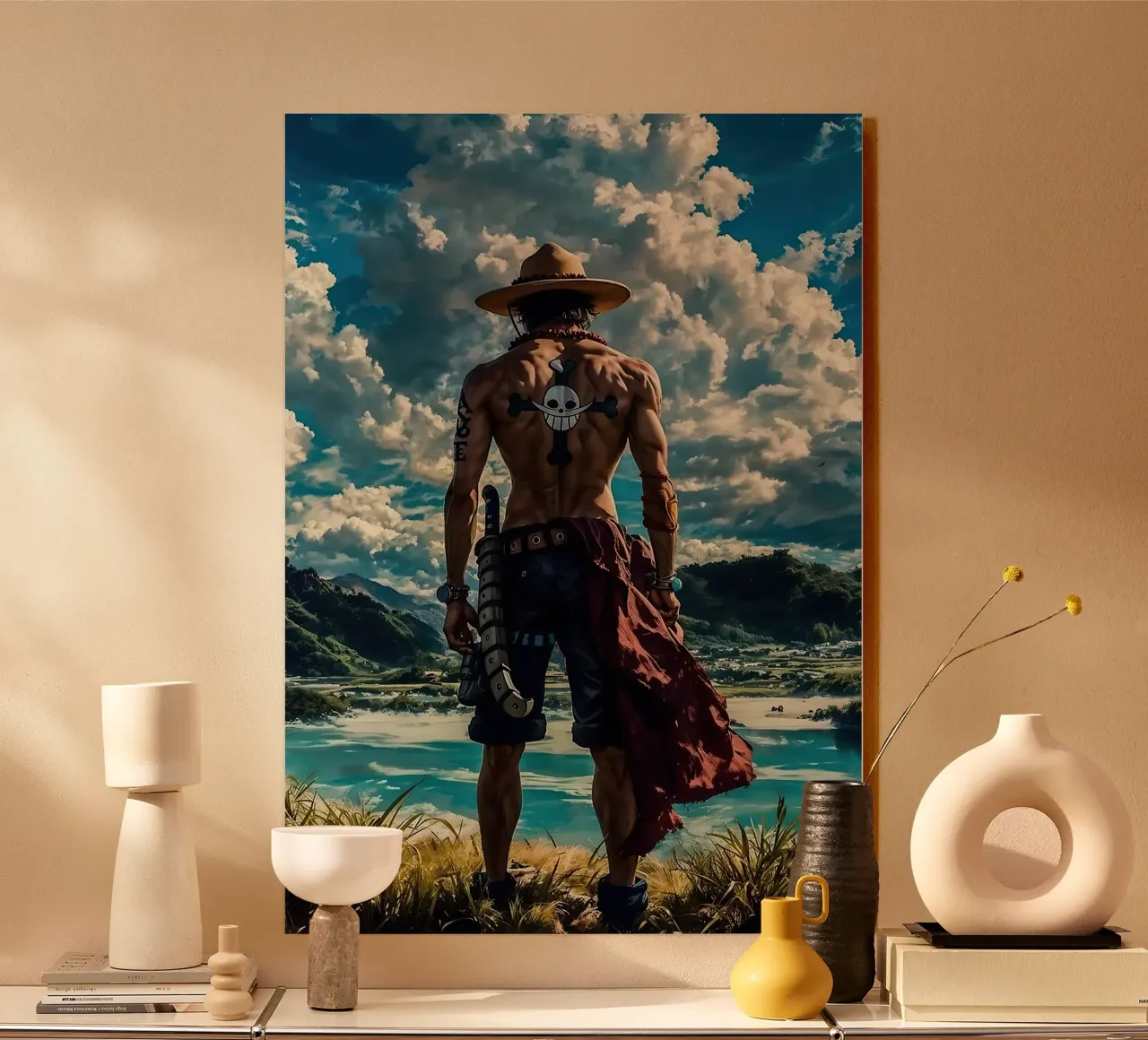 LUFFY PEZZO UNICO IN SPIAGGIA alluminio dibond da posterindo
