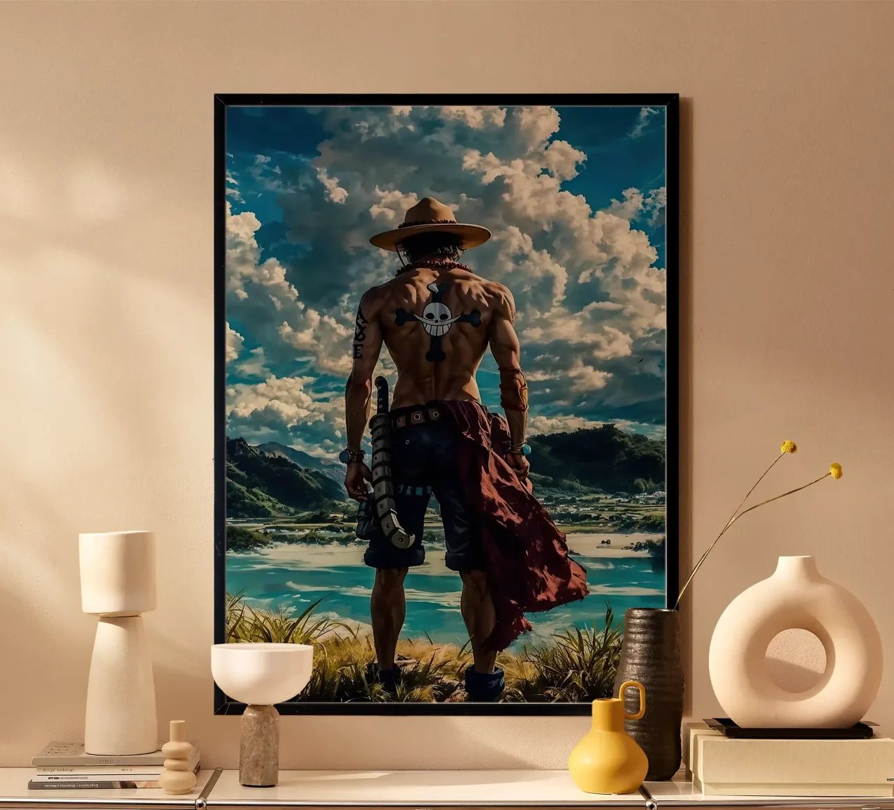 LUFFY PEZZO UNICO IN SPIAGGIA carta hahnemühle da posterindo